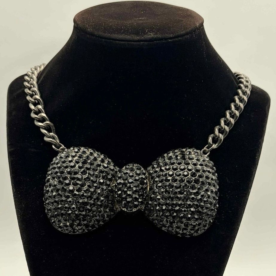 Other Black Crystal Bow Necklace Size ONE SIZE - 1 Thumbnail