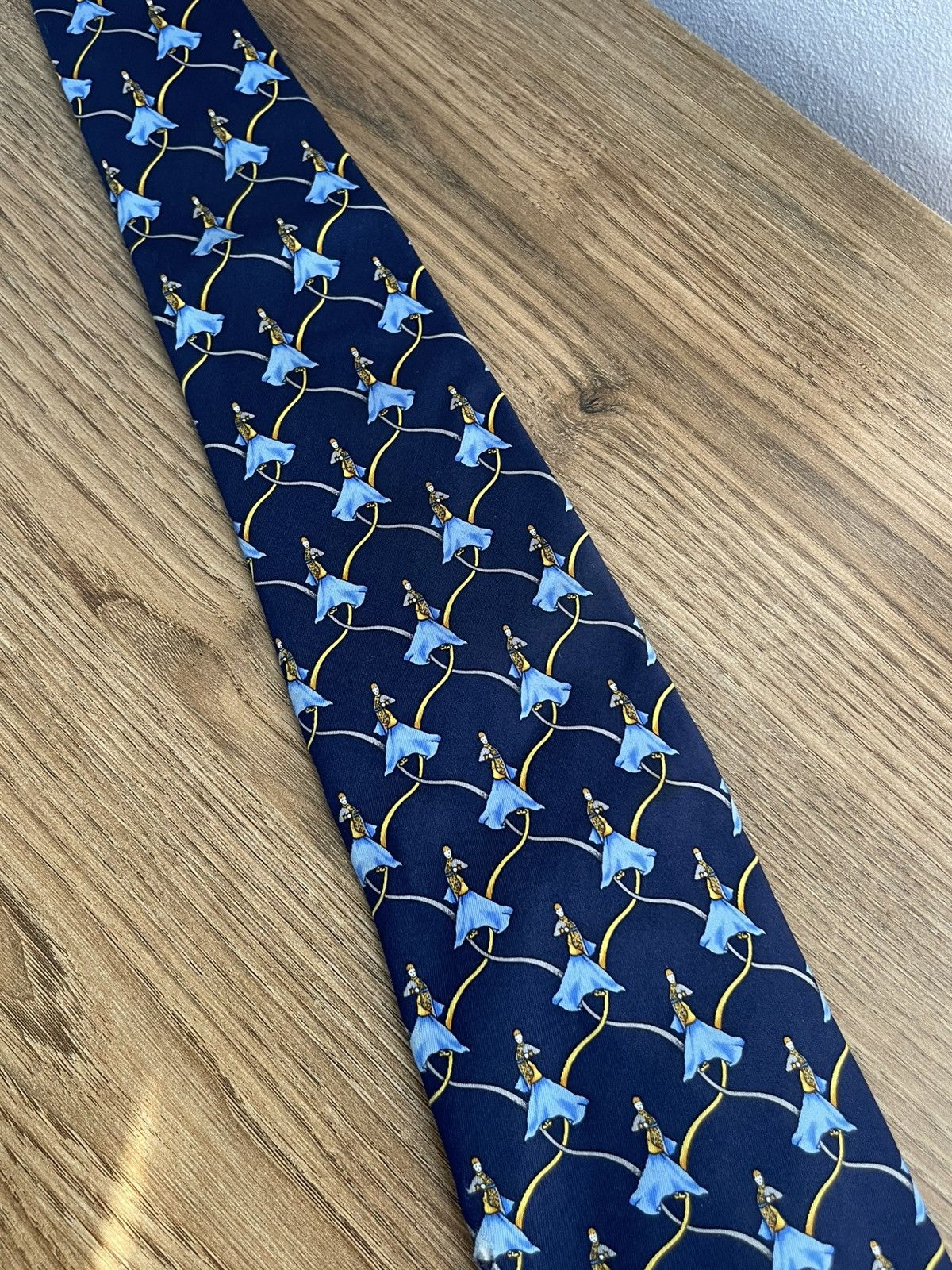Christian Dior Monsieur Christian Dior Silk Tie Patterned Vintage Blue Gold Luxury Size ONE SIZE - 15 Thumbnail