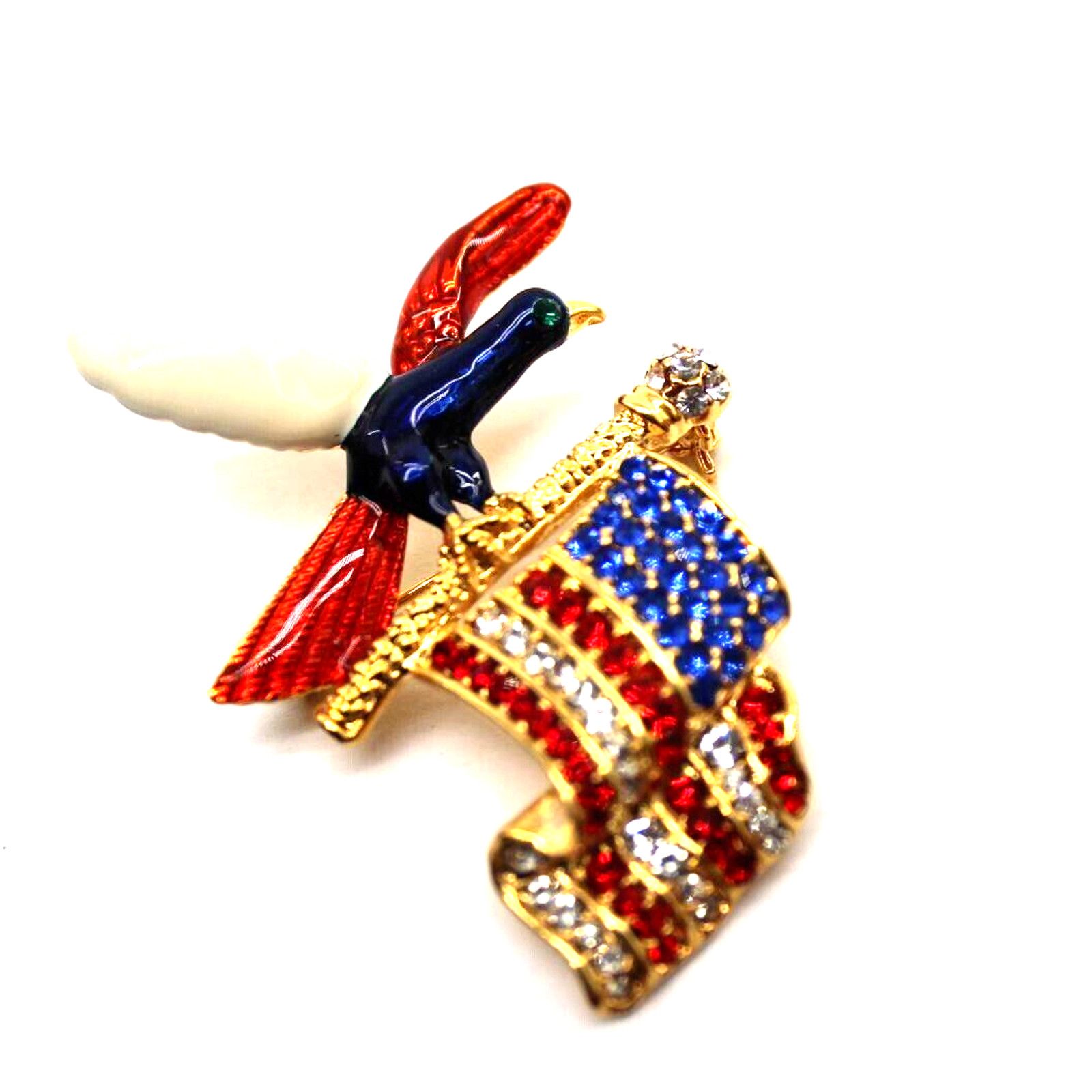 Other American Flag Eagle Brooch Pin • Red White Blue Rhinestones Size ONE SIZE - 1 Thumbnail