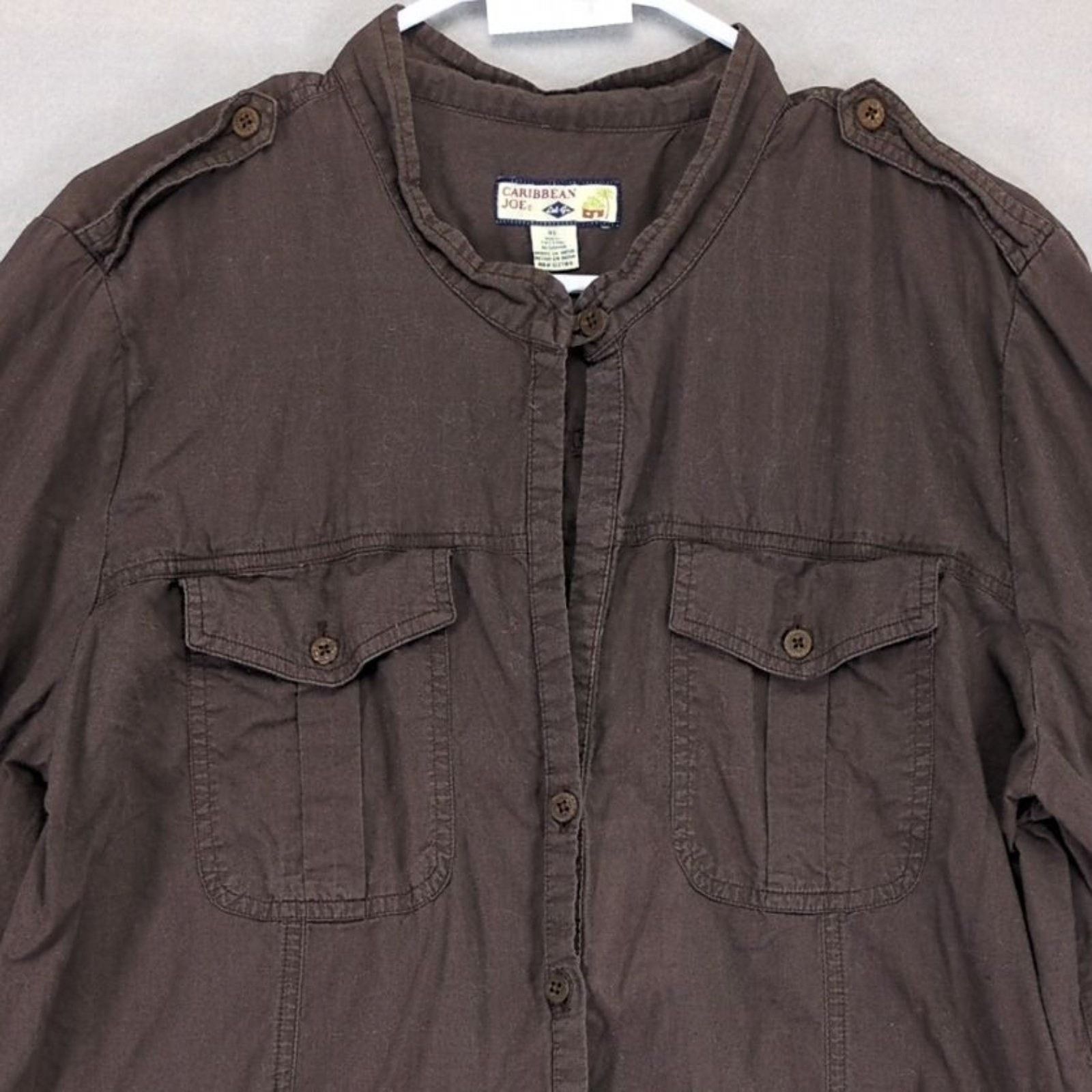 Caribbean Caribbean Joe Women's XL Brown Button Up Tunic Cargo Shirt Size XL / US 12-14 / IT 48-50 - 5 Thumbnail