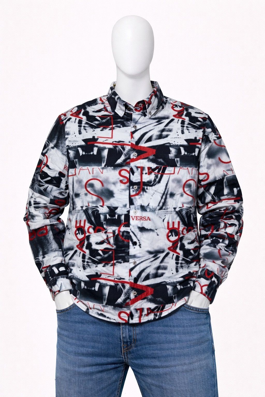 Versace Jeans Couture Versace Jeans Monogram Overprint Button Up Shirt Size L Size US L / EU 52-54 / 3 - 1 Thumbnail