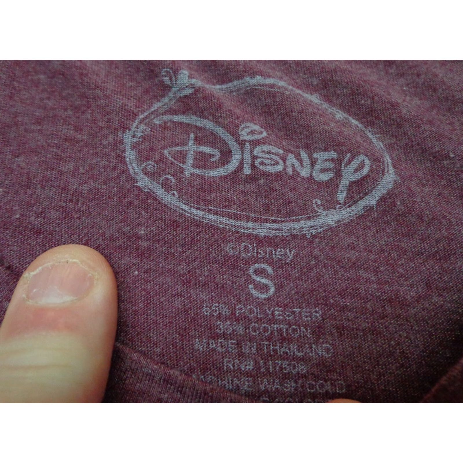 Disney Mickey Mouse Adult Small Disney Heather Burgundy Tee T Shirt Size S / US 4 / IT 40 - 4 Thumbnail