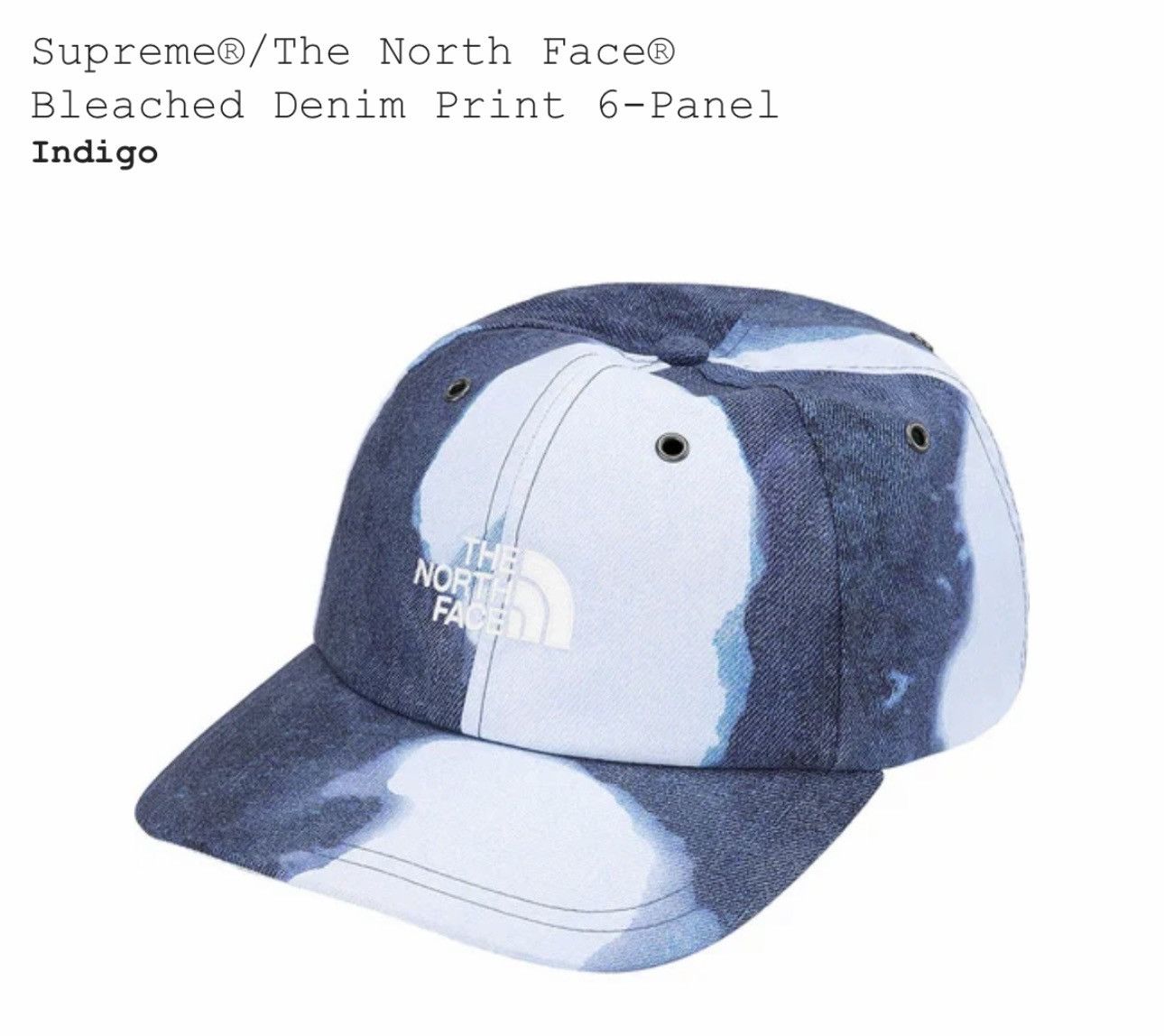 Supreme × The North Face Supreme x The North Face Bleached Denim Print 6 Panel Hat Size ONE SIZE - 1 Thumbnail
