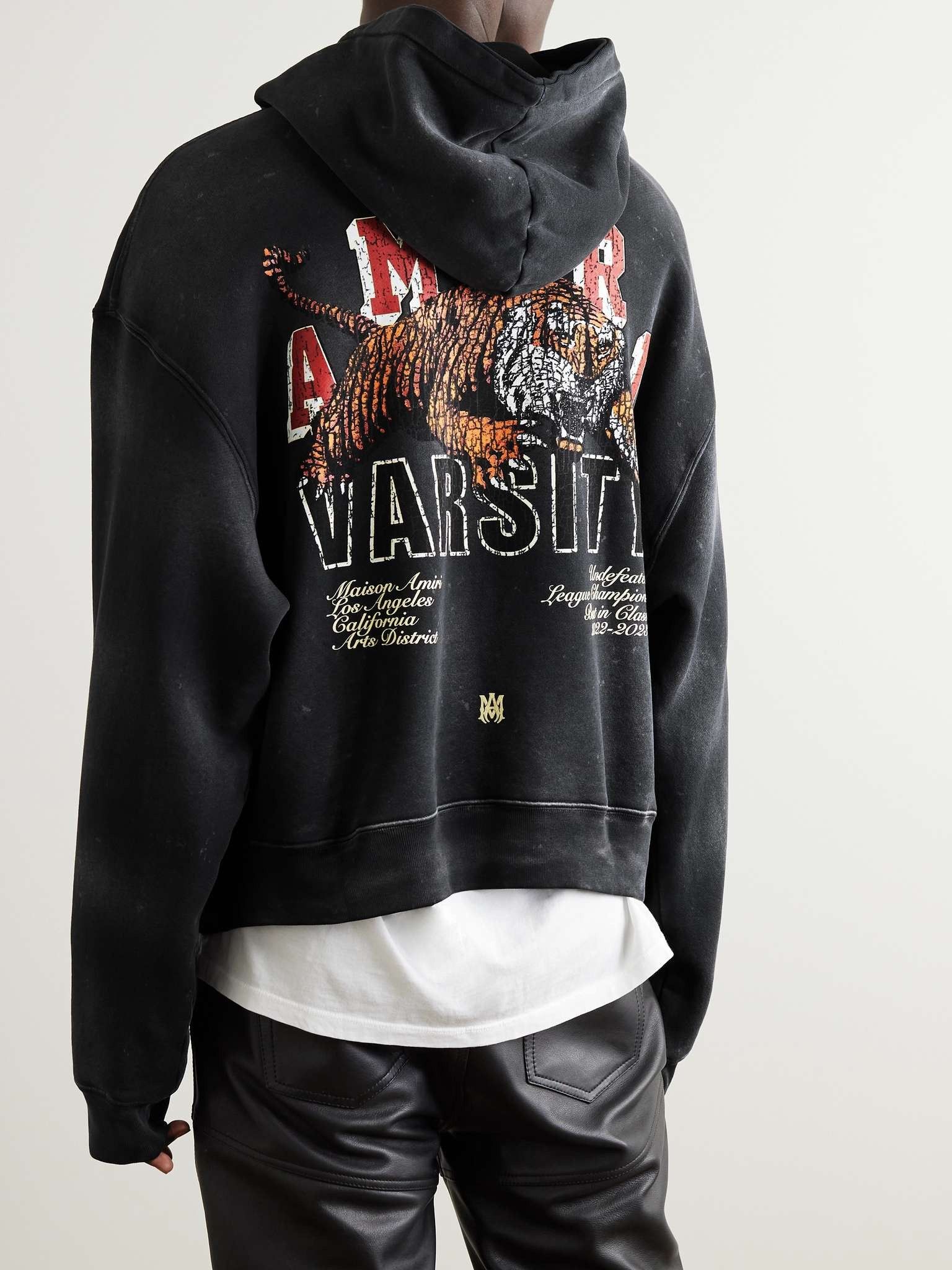 Amiri o1w1db11224 Distressed Logo-Print Cotton-Jersey Hoodie Black Size US L / EU 52-54 / 3 - 3 Thumbnail