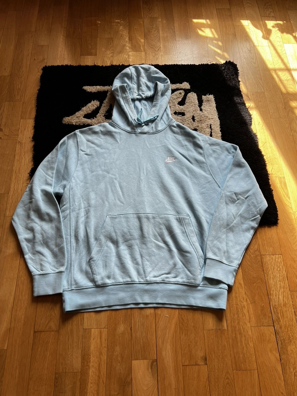 Nike × Vintage Vintage Nike Hoodie Sky Blue Small Swoosh Size Large Size US L / EU 52-54 / 3 - 1 Thumbnail