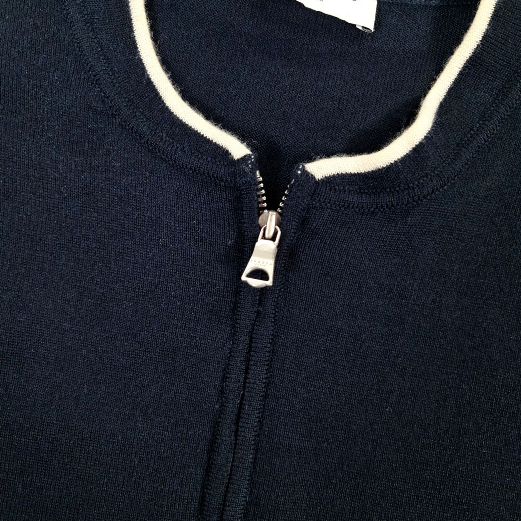 Sandro Sandro Paris Mens Cardigan Navy Blue M Merino Wool Full Zip Knit Jumper, Cardigan, Regular Fit, Lightweight, Crew Neck, Long Sleeve, Casual, Men Size US M / EU 48-50 / 2 - 4 Thumbnail