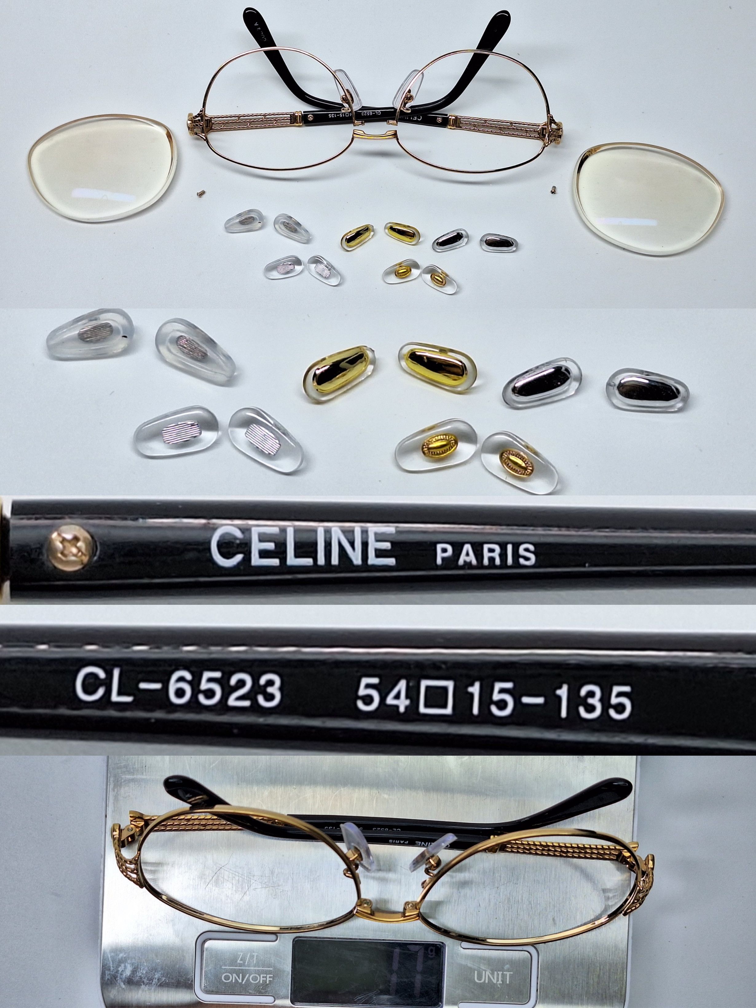 Celine CELINE PARIS CL-6523 Gold Luxury Vintage Eyeglasses Frame Size ONE SIZE - 6 Thumbnail