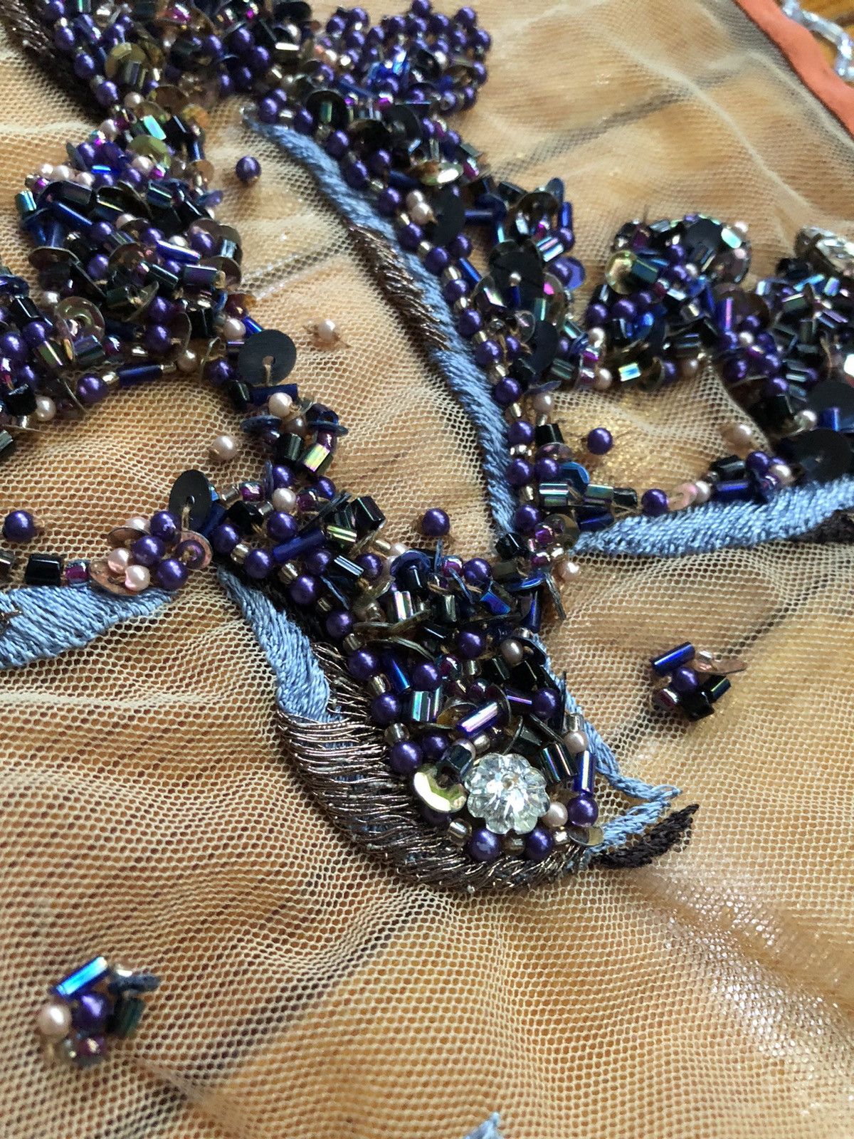 Dries Van Noten Incredible Beaded Crystal Silk Scarf Size ONE SIZE - 13 Thumbnail