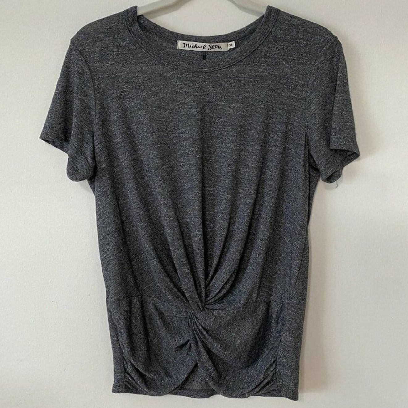 Michael Stars Michael Stars Short Sleeve Gray Knotted Front T-shirt XS Size XS / US 0-2 / IT 36-38 - 1 Thumbnail