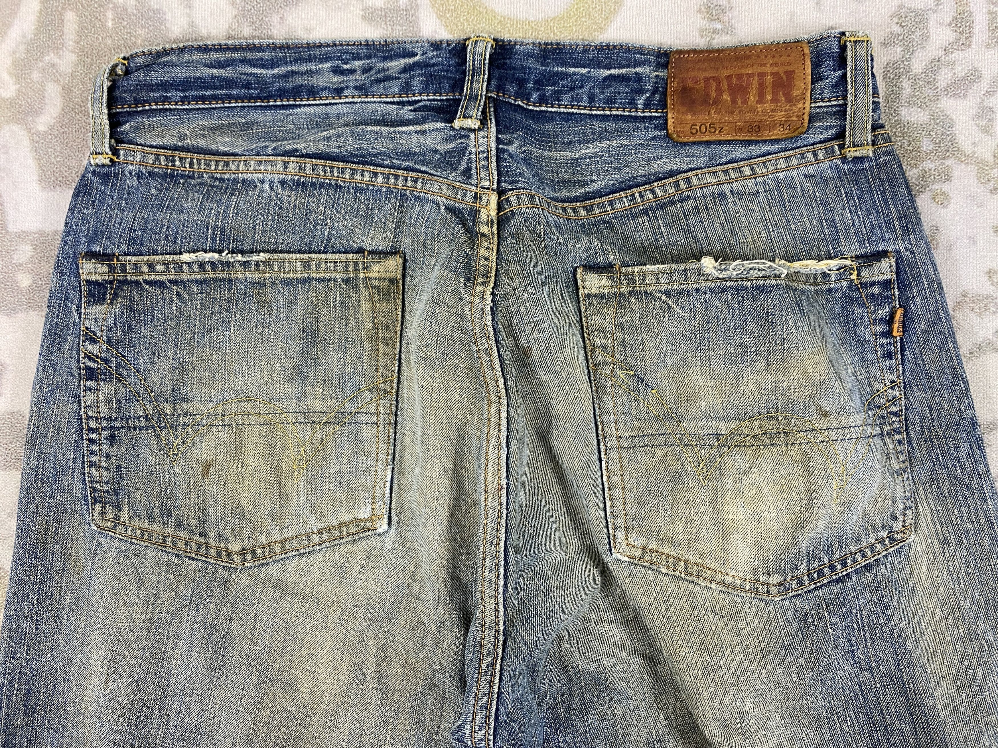 Edwin 33x27 Selvedge Distressed Vintage Edwin Jeans Denim- JN3722 Size US 33 - 4 Thumbnail