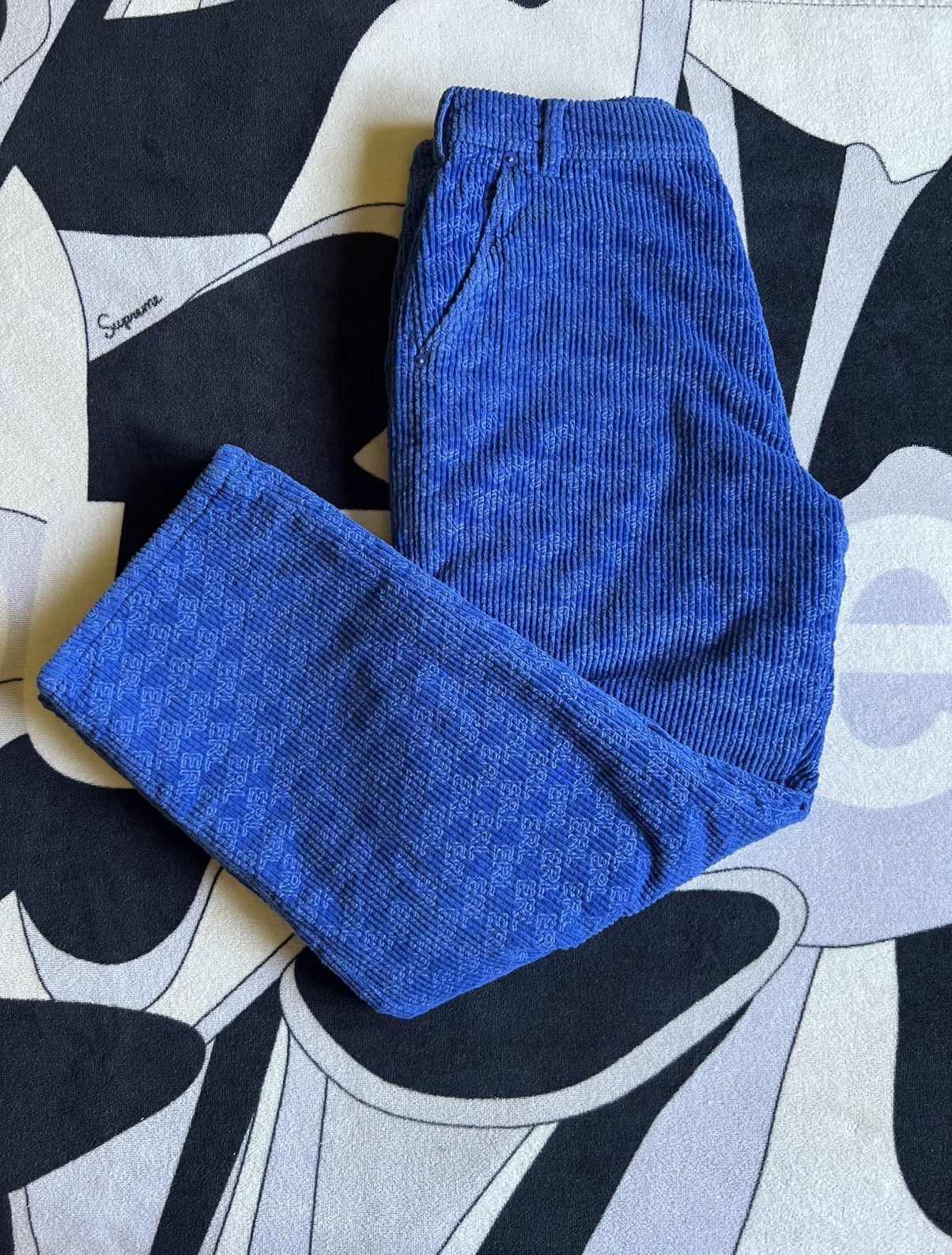 ERL ERL Monogram Corduroy Pants - Blue - Medium Size US 32 / EU 48 - 1 Thumbnail