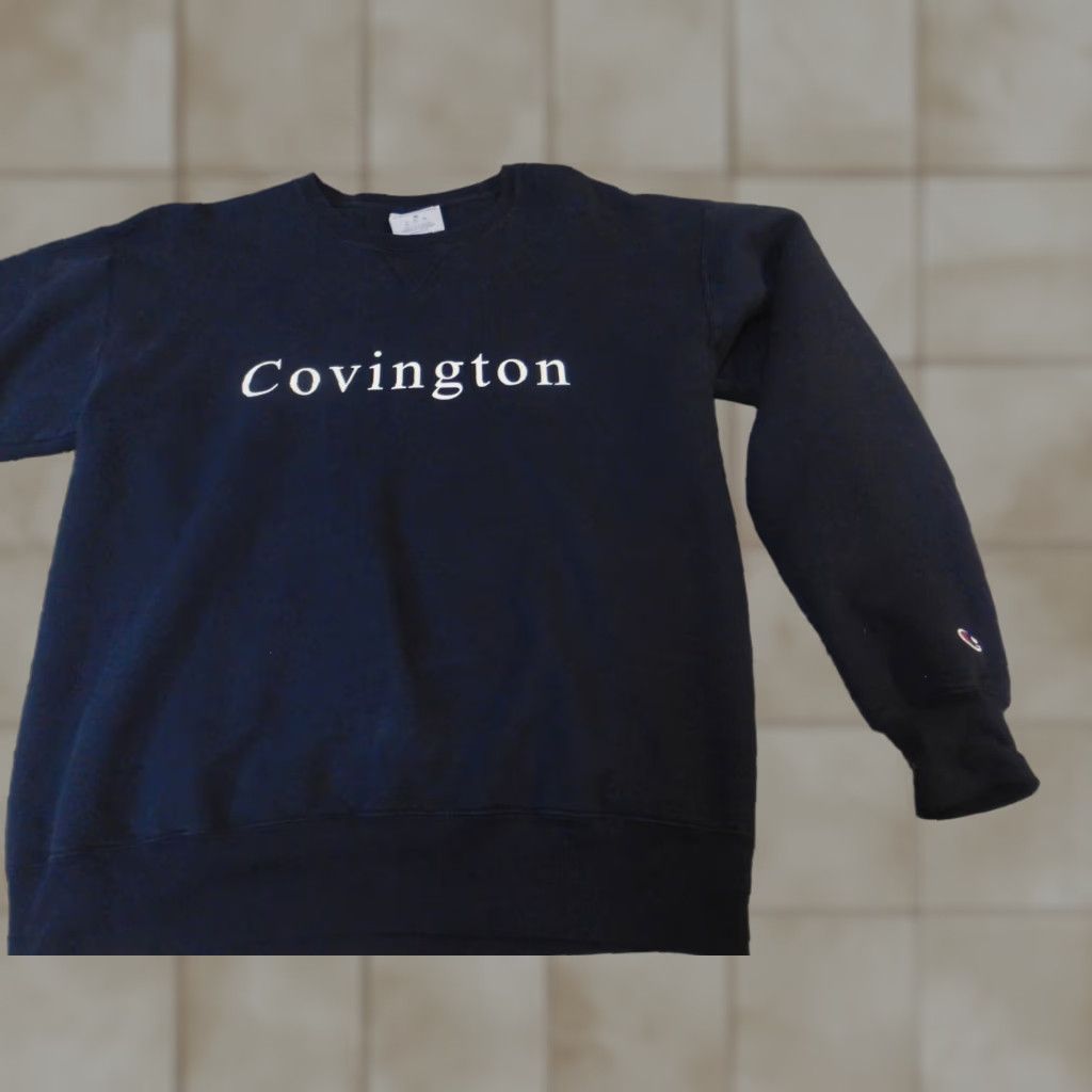 Champion Champion Mens Sweater Crewneck Pullover Medium M Blue Covington Georgia Front Back Discolorations in Good Condition Size US M / EU 48-50 / 2 - 1 Thumbnail