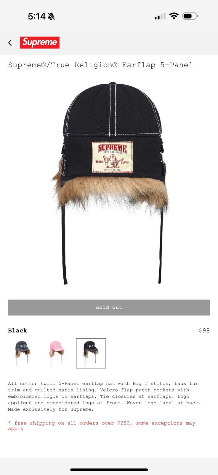 Supreme × True Religion Earflap 5-Pannel (L/XL) Size ONE SIZE - 3 Thumbnail