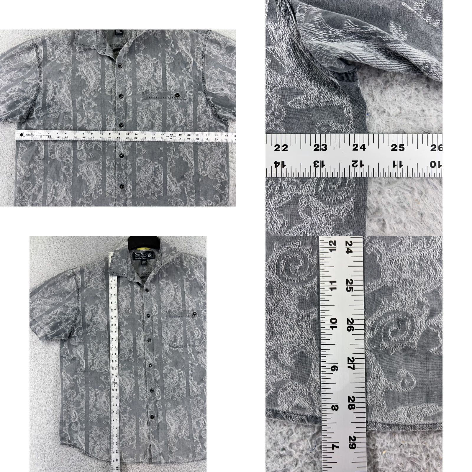 Nat Nast Nat Nast Shirt Mens Large Gray Paisley Silk Cotton Blend Button Up Pocket Size US L / EU 52-54 / 3 - 8 Thumbnail