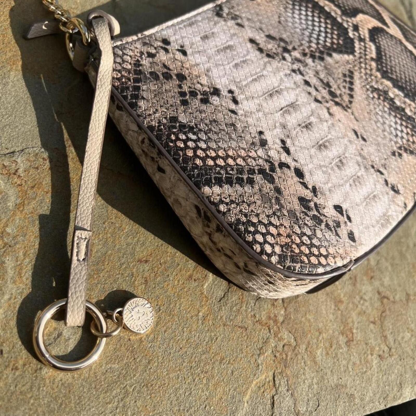 Anne Klein Tan Snake Print Leather Shoulder Bag Size ONE SIZE - 4 Thumbnail