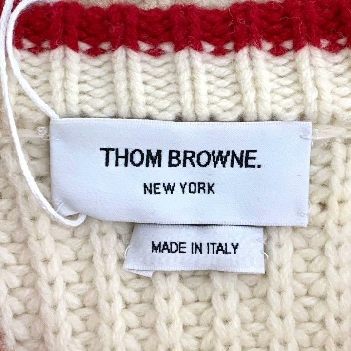 Thom Browne Thom Browne Beige Four-Bar Wool Crewneck Sweater Size US M / EU 48-50 / 2 - 5 Thumbnail