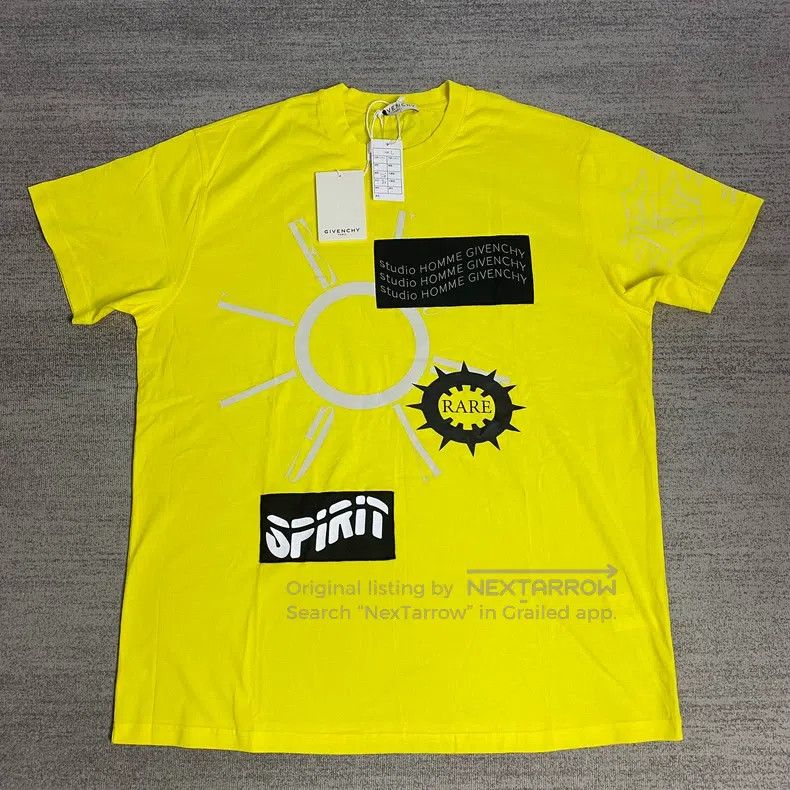 Givenchy Givenchy Yellow Logo Printed Short Sleeve Size US L / EU 52-54 / 3 - 1 Thumbnail