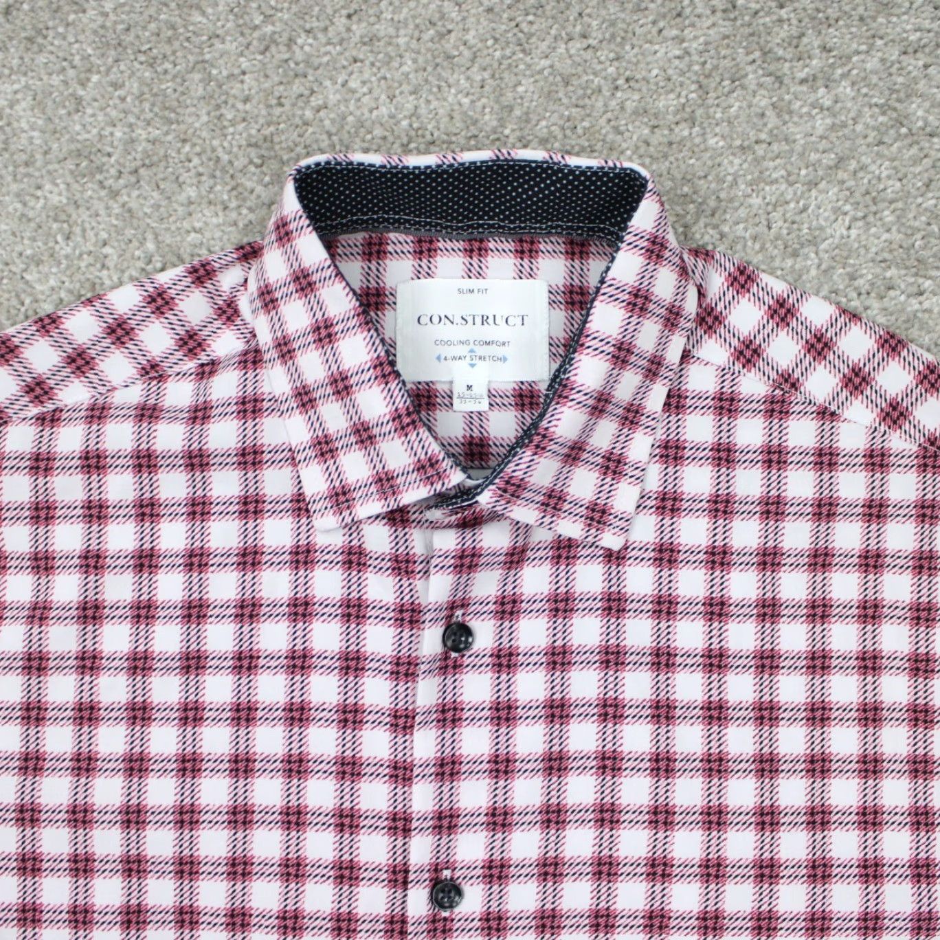 Vintage Construct Shirt Men Medium Red Slim Fit 4 Way Stretch Geometric Button-Up 15-15 1/2, 33/34 Casual Formal Workwear Mens Size US M / EU 48-50 / 2 - 6 Thumbnail