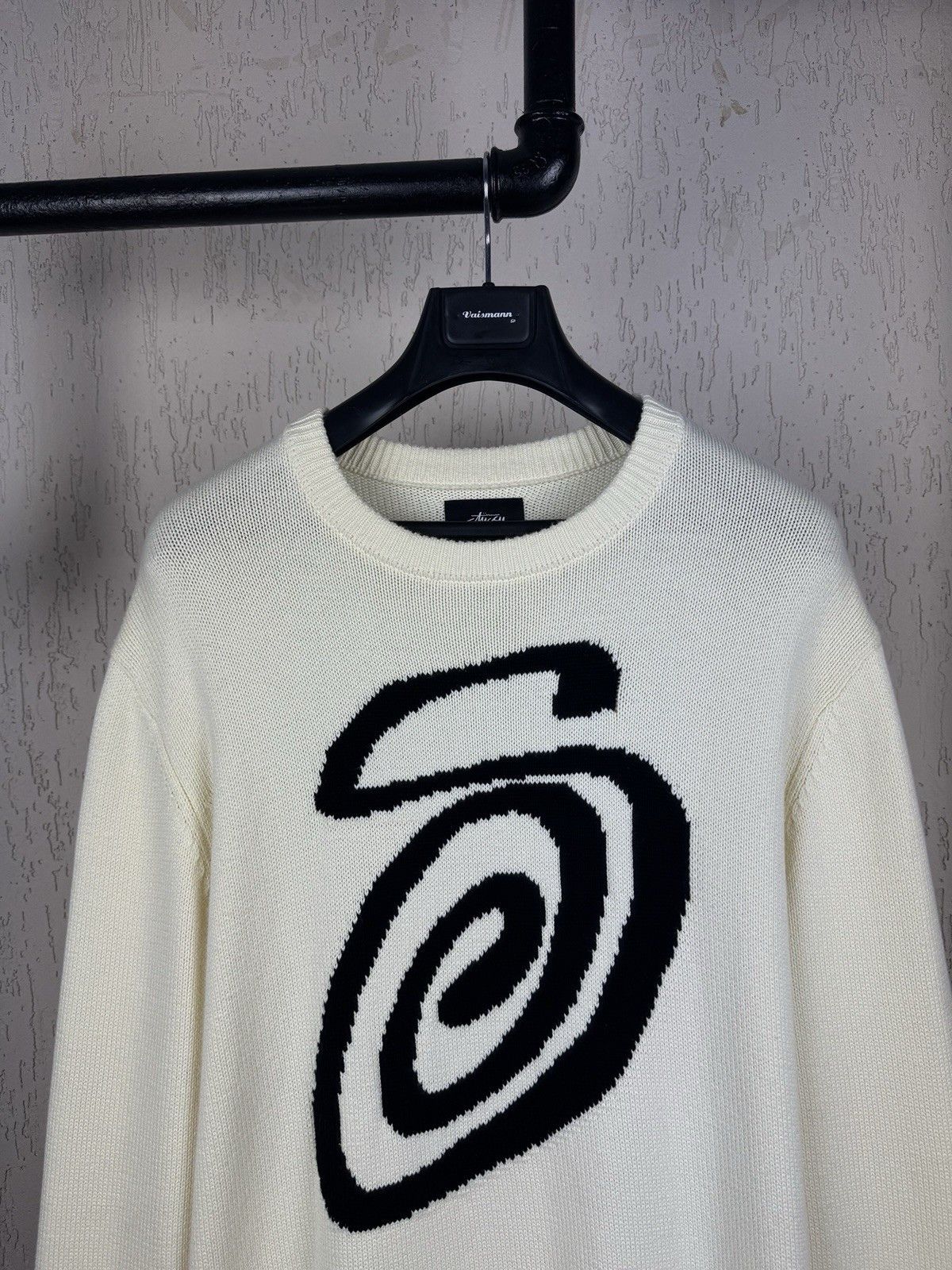 Stussy Gothic Sweater Stussy Cream White Swirl Knit Sweater Wool Size US XL / EU 56 / 4 - 2 Thumbnail