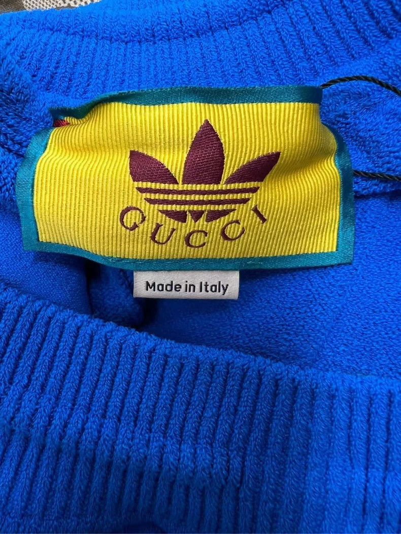 Gucci GUCCI x ADIDAS Blue Embroidered Logo Shorts-2506 Size US 30 / EU 46 - 4 Thumbnail