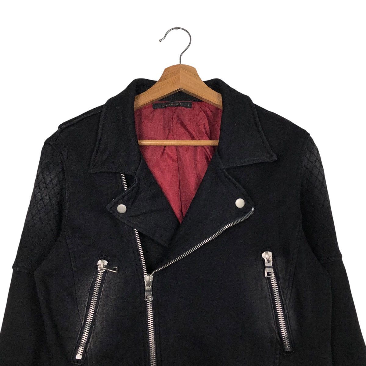 Designer × Japanese Brand × Vintage 📌Cropped Biker Jacket Double Collar Vence Exchange Size US L / EU 52-54 / 3 - 4 Thumbnail