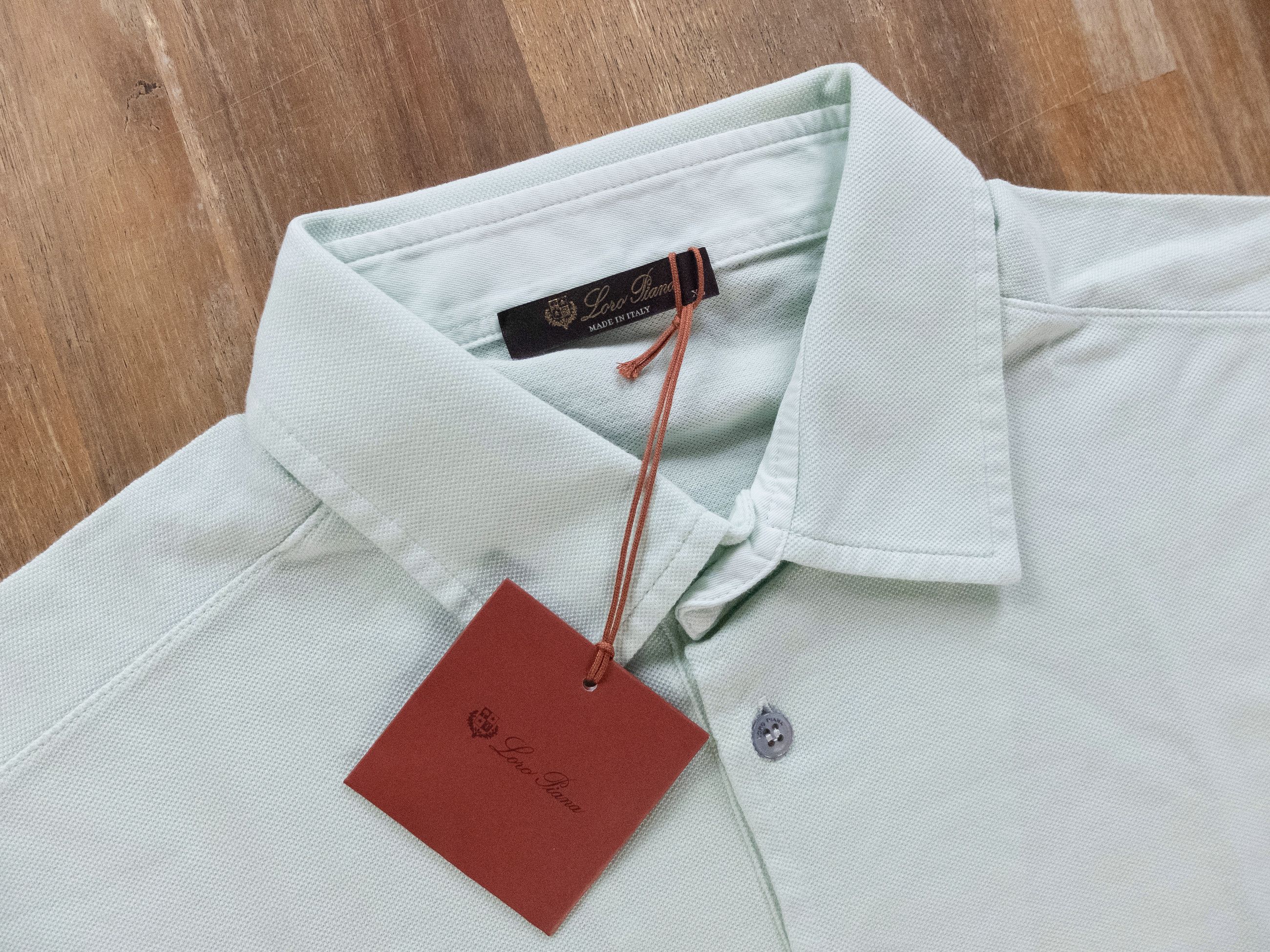 Loro Piana LORO PIANA light green pique cotton polo shirt XL NWT Size US XL / EU 56 / 4 - 3 Thumbnail