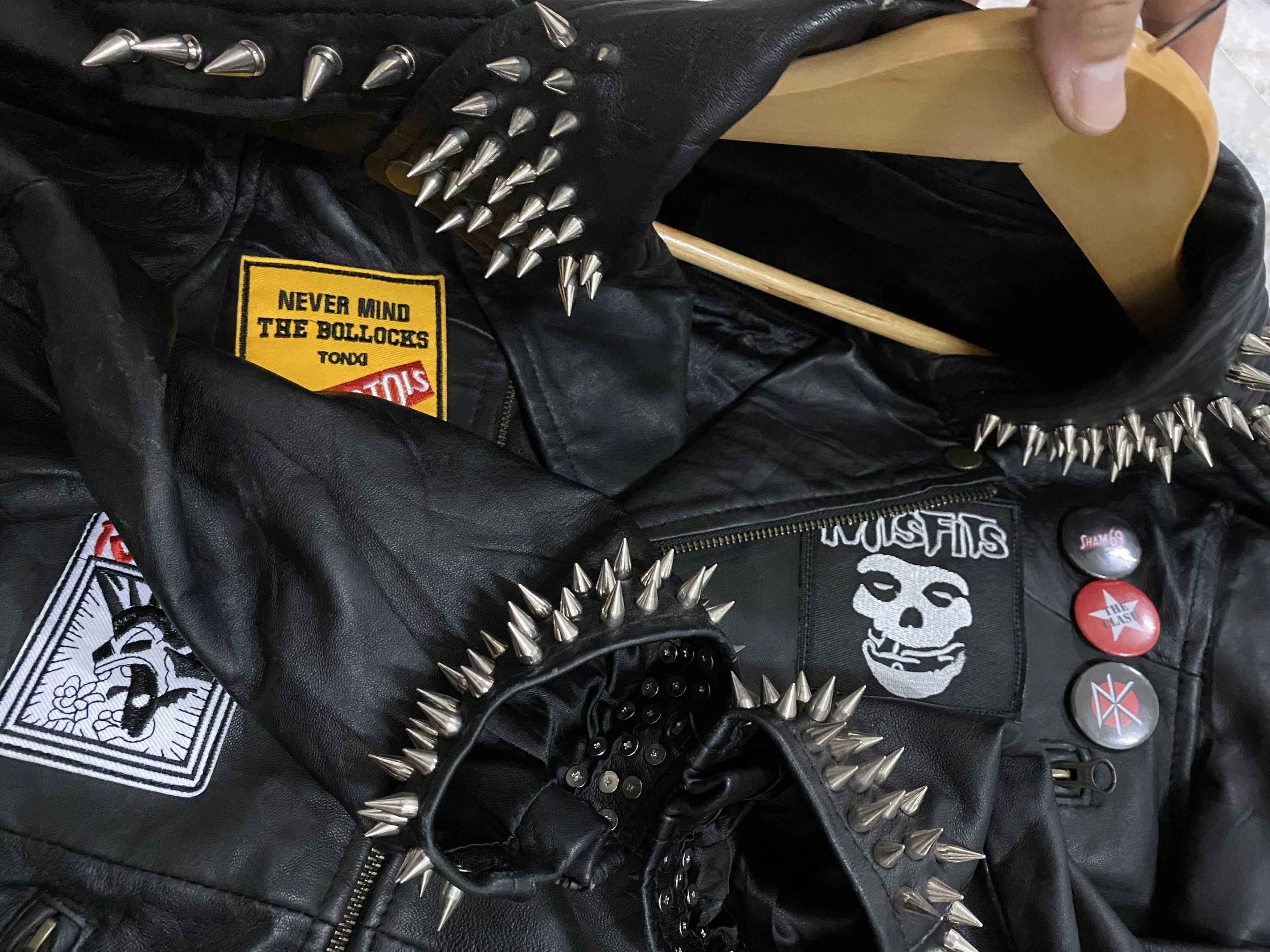 Schott Street Punks Leather Studded Spike Double Collar Jacket Size US M / EU 48-50 / 2 - 11 Thumbnail