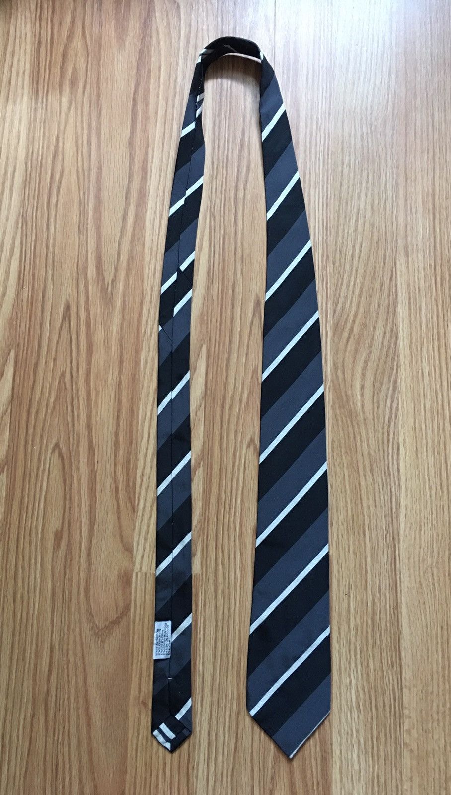 Prada PRADA Black Grey Striped Italy Cotton Silk Mens Tie Size ONE SIZE - 8 Thumbnail