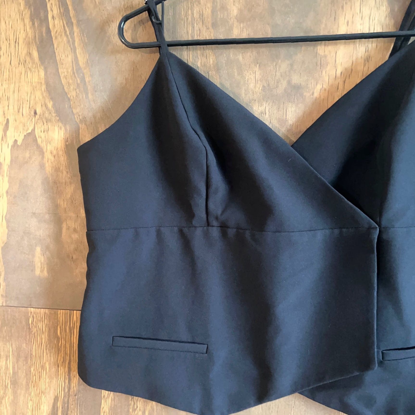 Express Express Blouse Womens Black V-Neck Wrap Side Zip Lined Stretch XL Sleeveless Size XL / US 12-14 / IT 48-50 - 2 Thumbnail