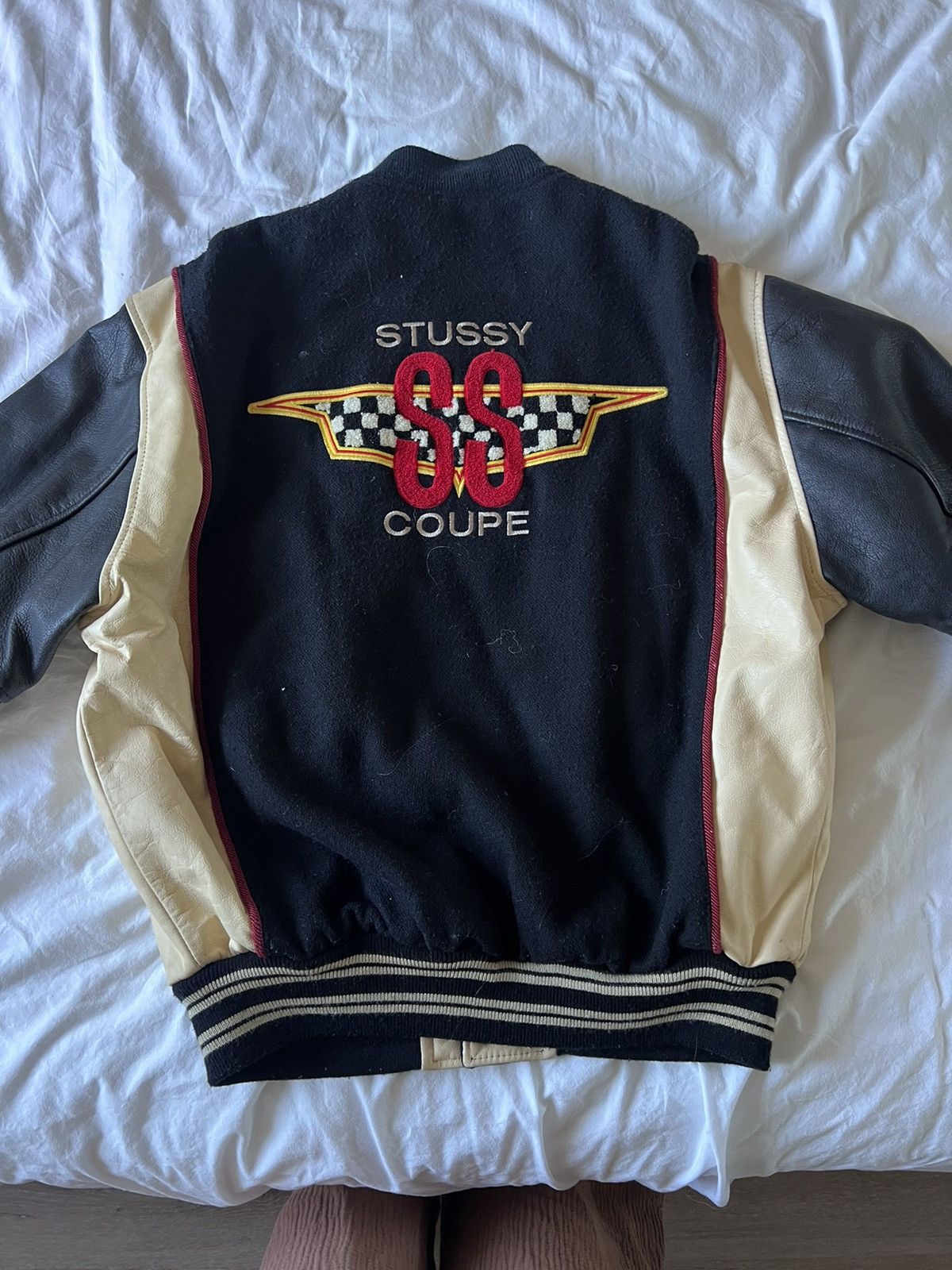 image of 1992 Stussy Ss Coupe Varsity Jacket in Black, Men's (Size Medium)