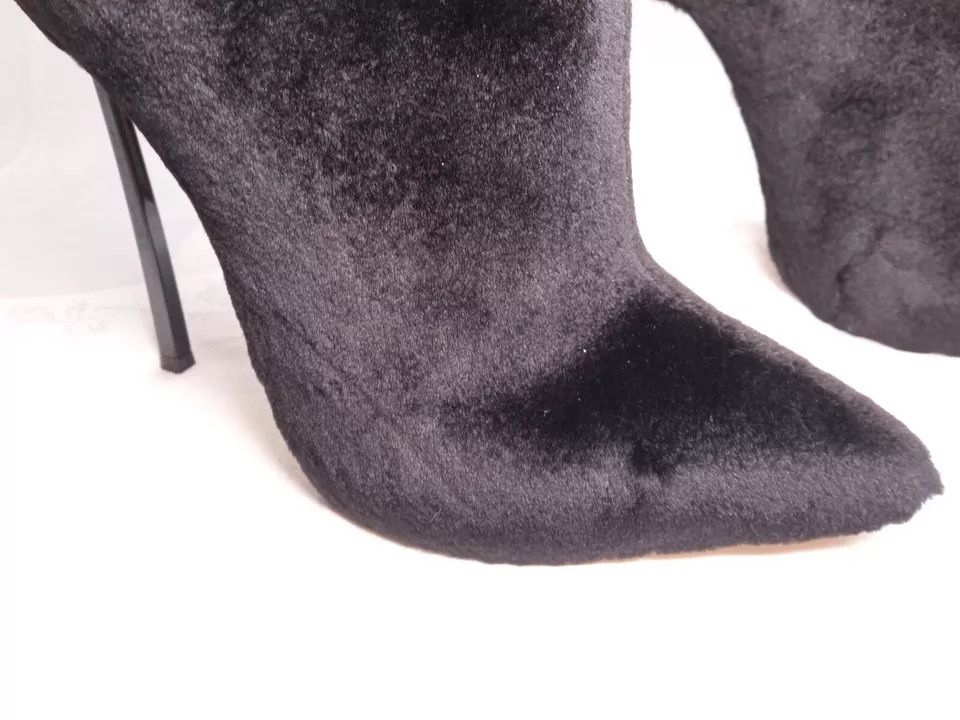 Casadei Blade Heels Black Mid-Calf Mink Fur Boots Size US 6 / IT 36 - 4 Thumbnail