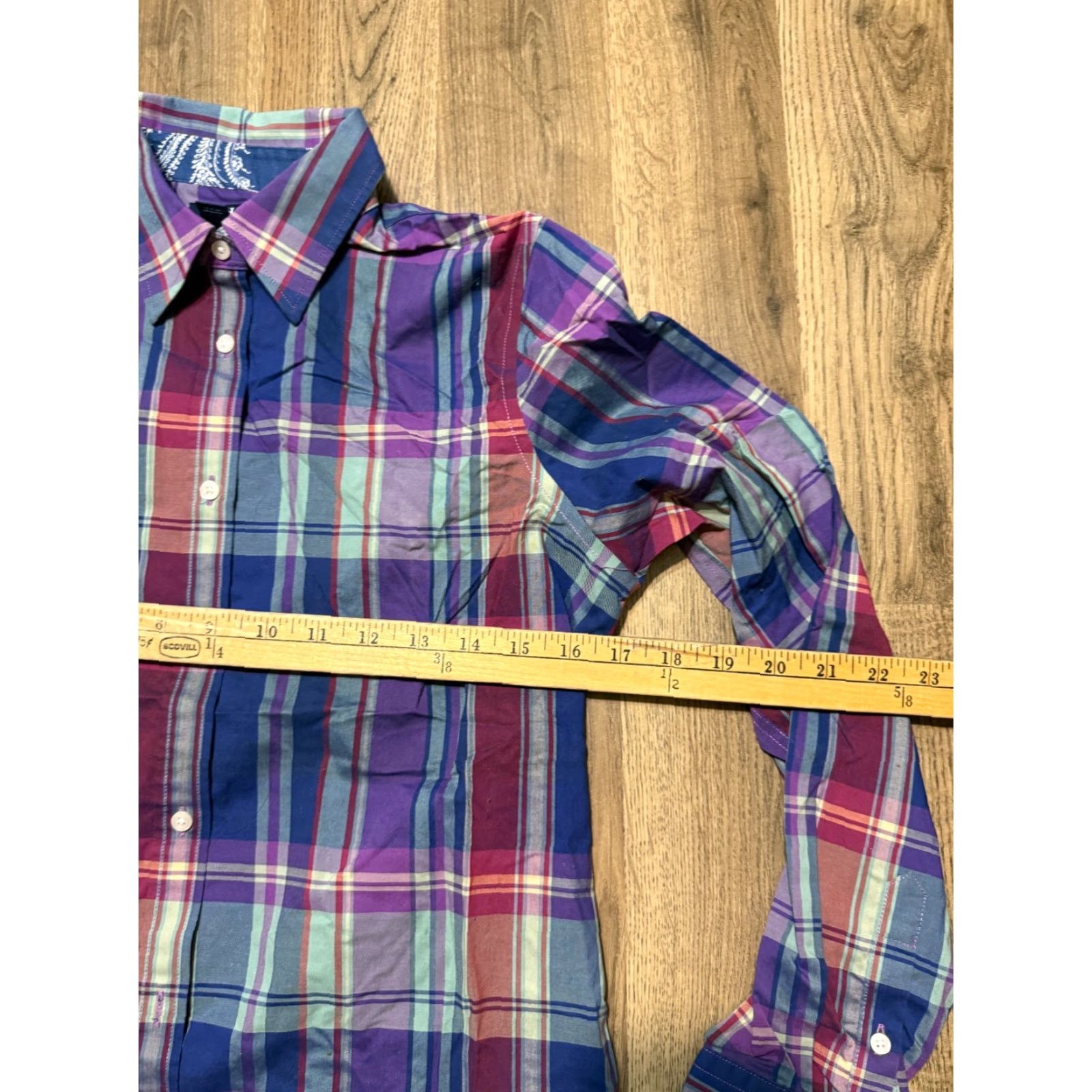 Chaps Chaps Shirt Women's Small, Purple Green Blue Plaid Long Sleeve Button Up No Iron Size S / US 4 / IT 40 - 6 Thumbnail