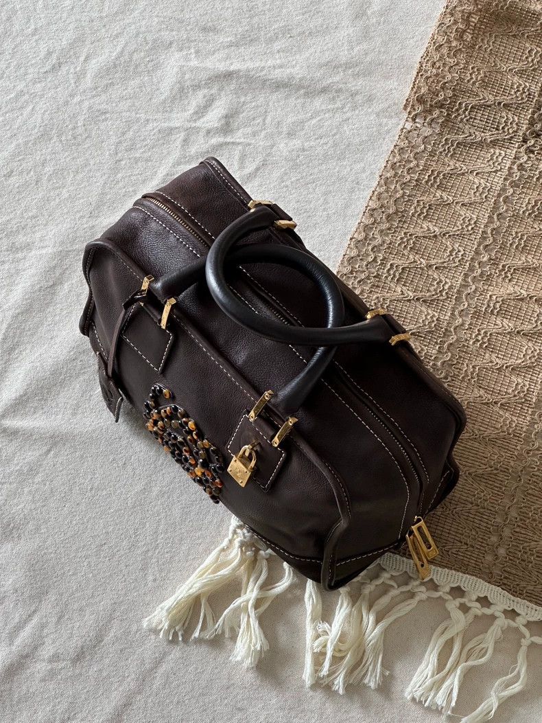 Loewe loewe Brown tortoiseshell beaded bag in washed skin 2503-Ne Size ONE SIZE - 3 Thumbnail