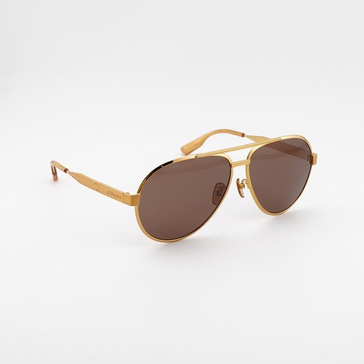 Gucci Gucci GG1513S 002 Sunglasses Yellow Gold Aviator Frame Size ONE SIZE - 5 Thumbnail