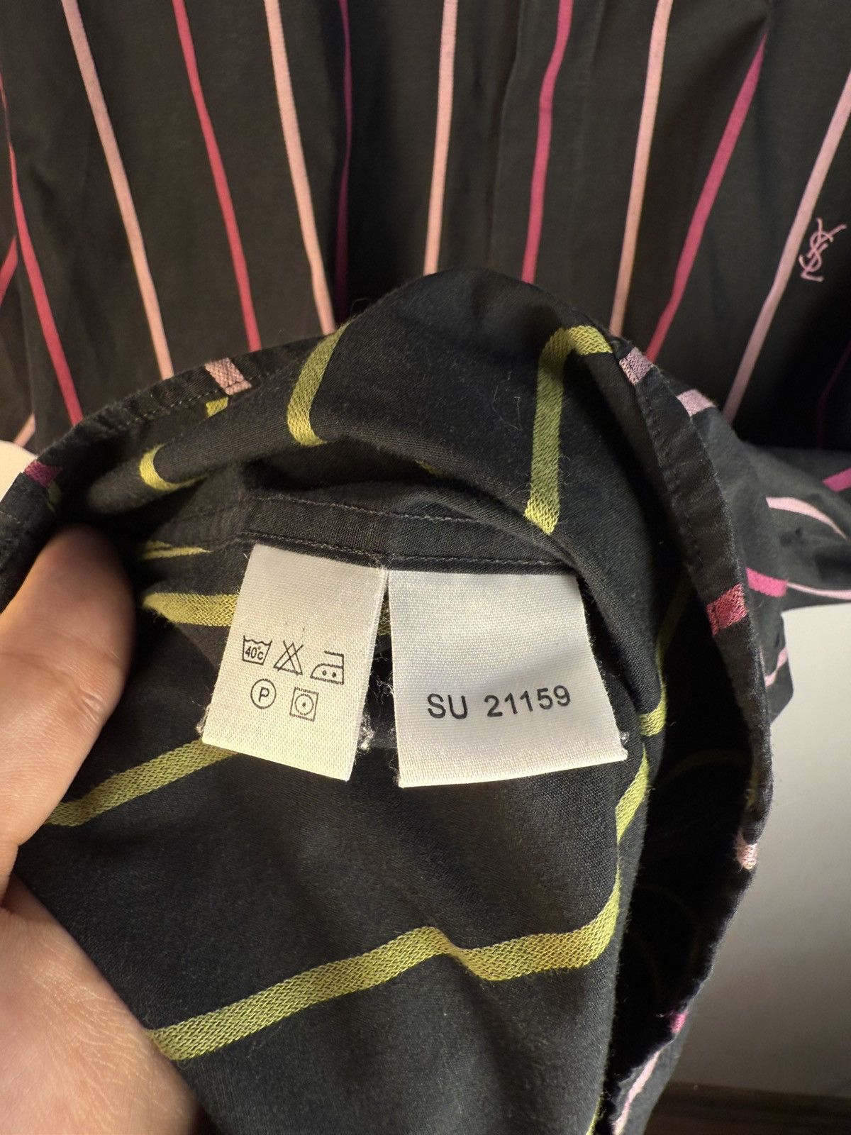 Yves Saint Laurent Black YSL Shirt Short Sleeve Button Up Striped Vintage 90s Size US M / EU 48-50 / 2 - 6 Thumbnail