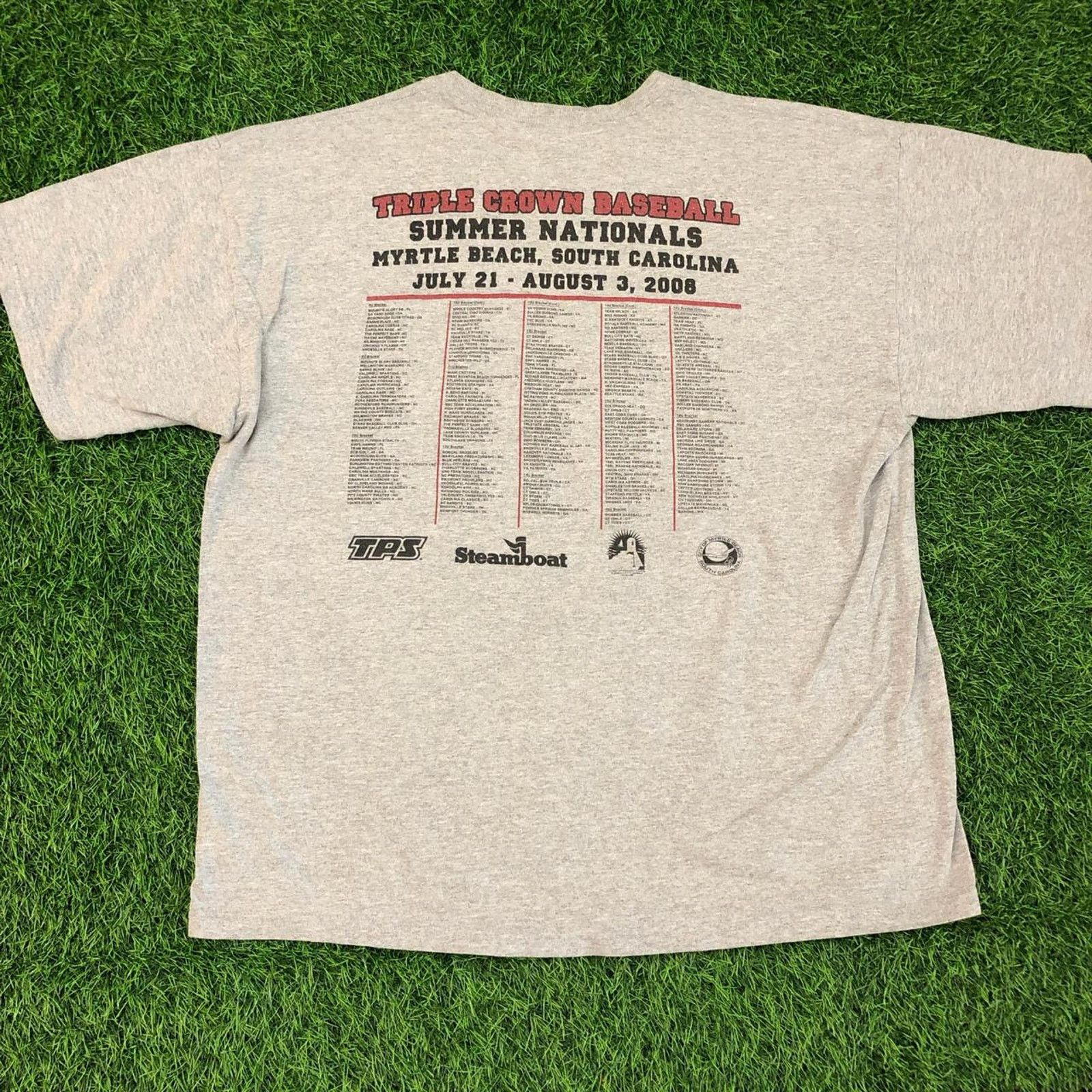 Gildan Vintage 2008 Myrtle Beach Triple Crown Baseball Graphic Tee Size US XL / EU 56 / 4 - 2 Thumbnail