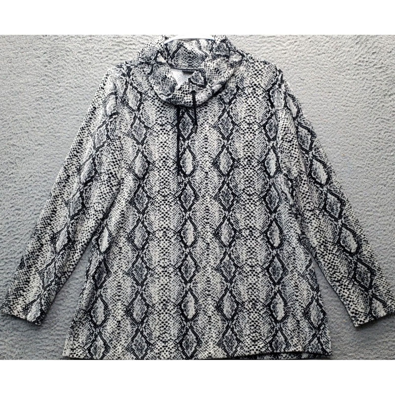 Vintage Susan Graver Weekend Tunic Top Womens PM Multi Snake Print Cowl Neck Knotted? Size M / US 6-8 / IT 42-44 - 2 Thumbnail