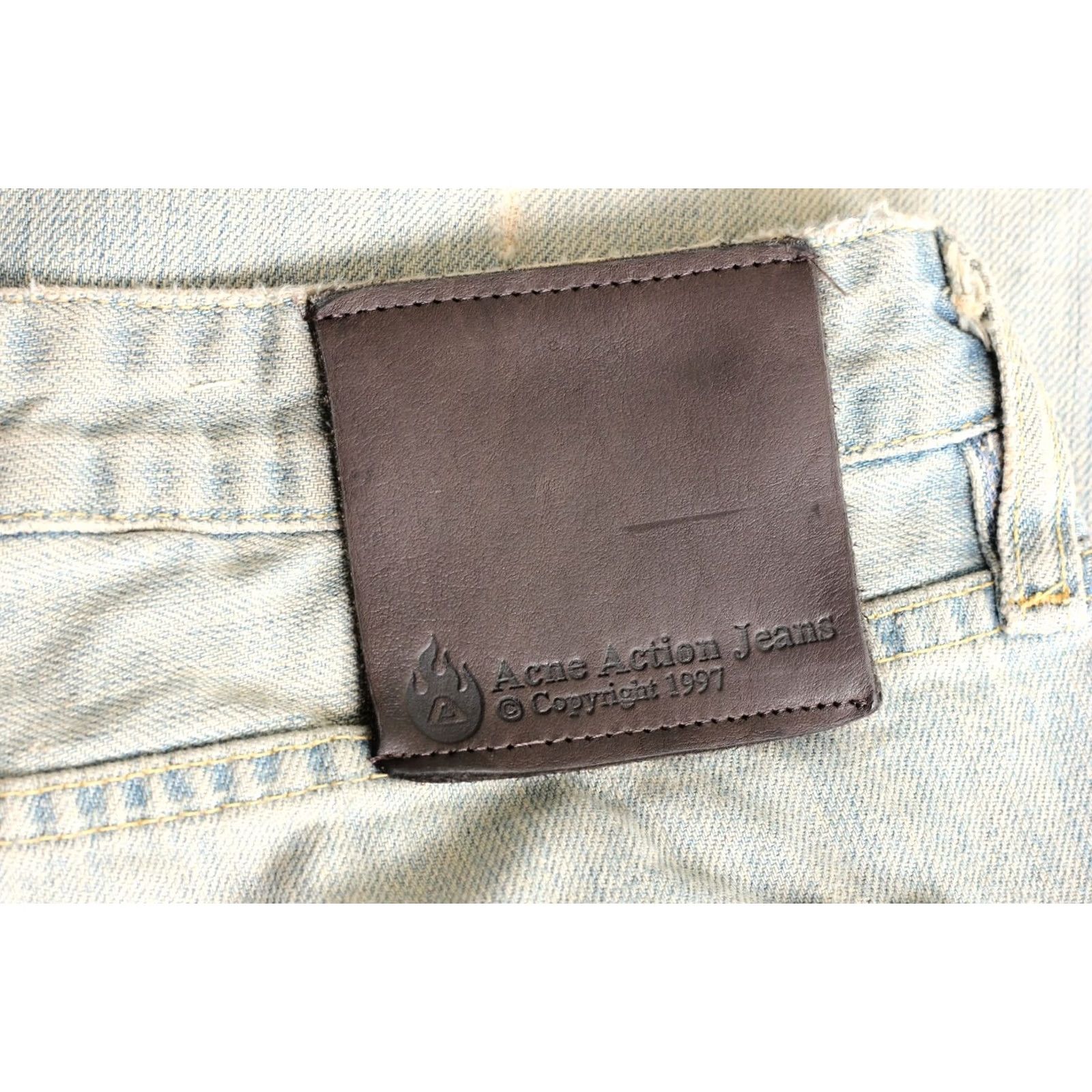 Vintage ACNE ACTION JEANS Tapered Jeans Men W29 L32 Blue Light Wash Logo Slim Fit Zip Cotton Denim Size US 29 - 5 Thumbnail