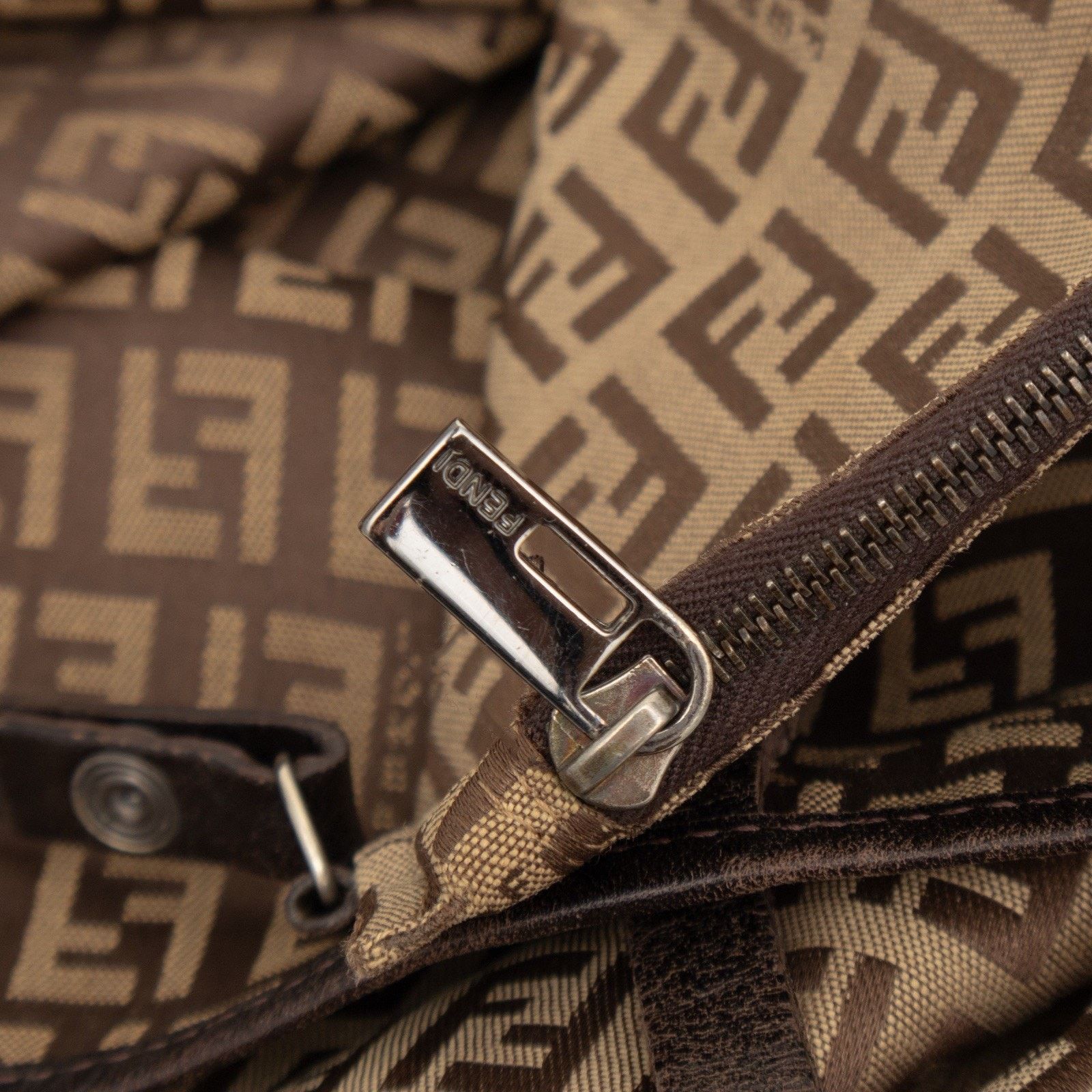 Fendi Fendi Zucchino Monogram Canvas Roll Open Top Tote Bag Brown Size ONE SIZE - 12 Thumbnail
