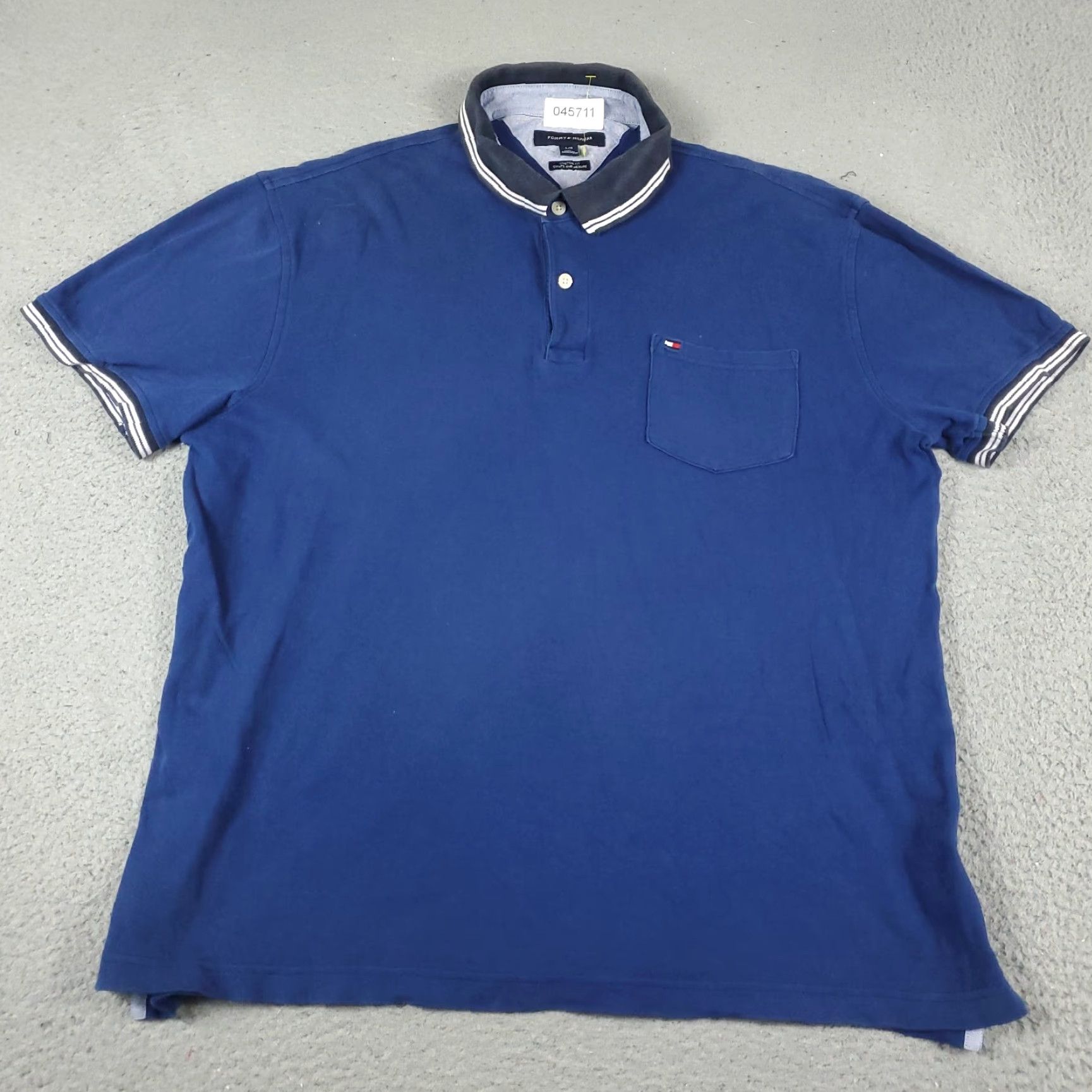 Tommy Hilfiger Tommy Hilfiger Polo Shirt Adult Large Blue Solid Short Sleeve Mens Size US L / EU 52-54 / 3 - 3 Thumbnail