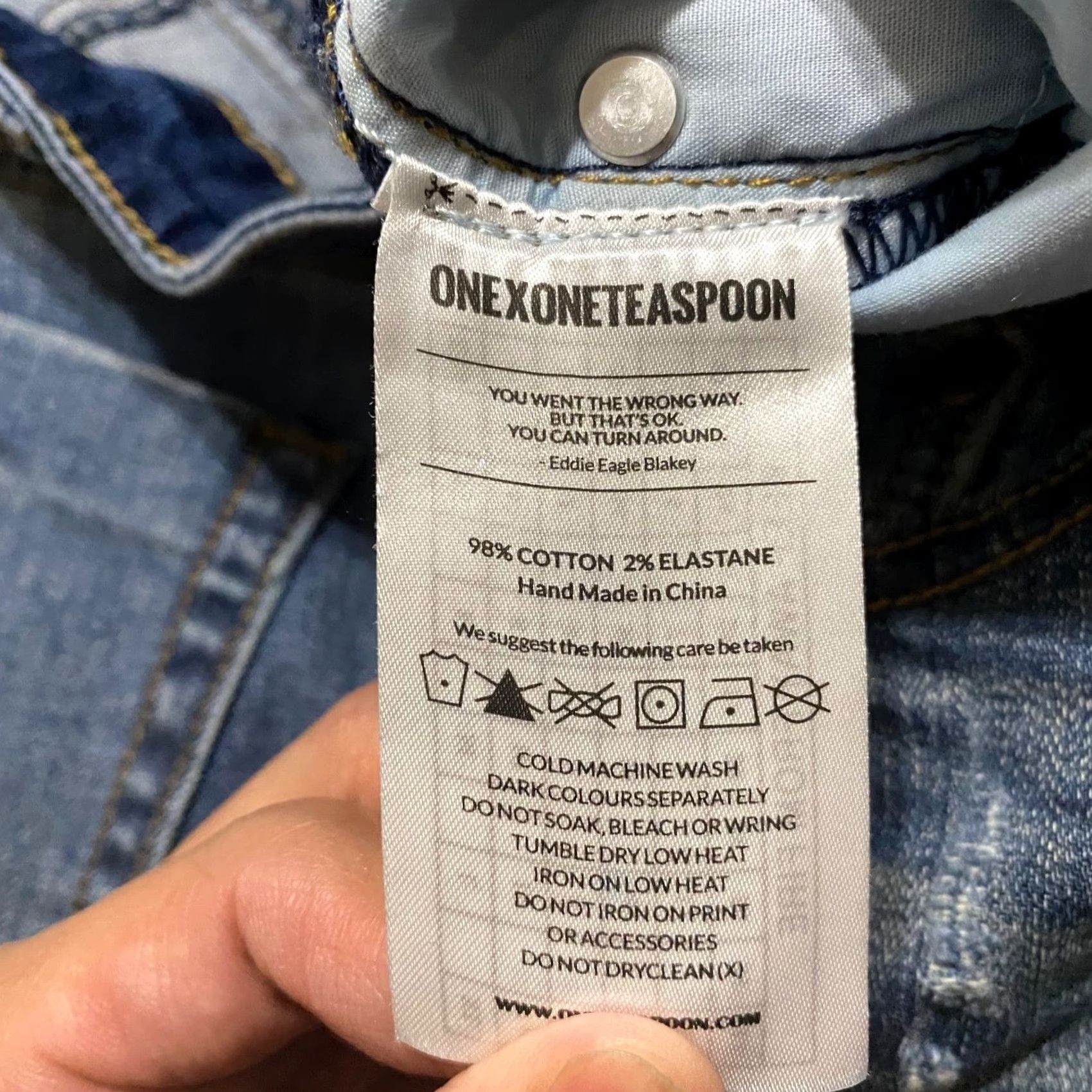 Vintage One Teaspoon Jeans Womens 25 Blue Denim Distressed Eagle Skinny Jeans Size 42" / US 20 - 4 Thumbnail