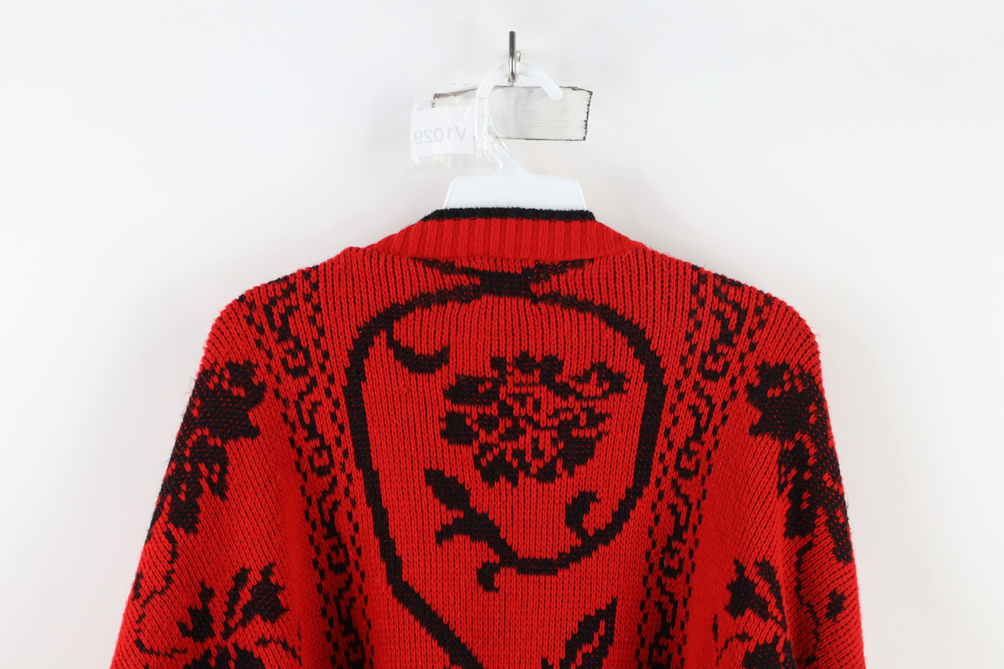 Vintage Vintage 90s Streetwear Flower Paisley Knit Sweater Red USA Size 3XL / US 20-22 - 9 Thumbnail