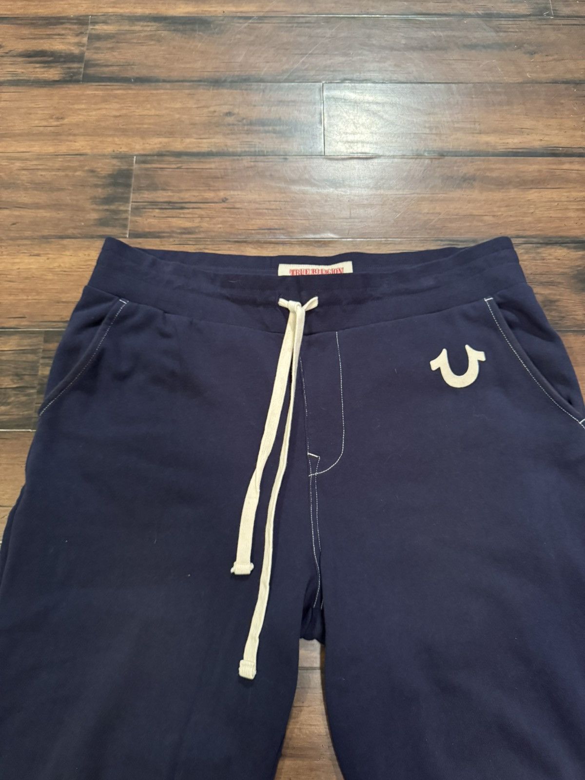True Religion navy joggers with white drawstrings