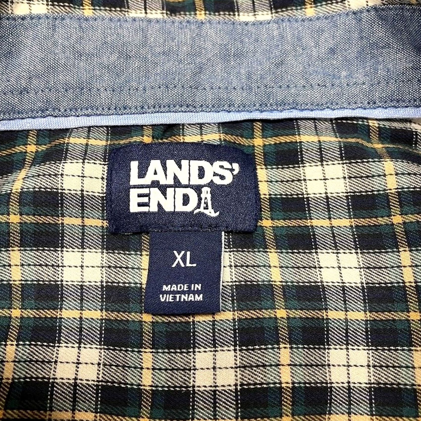 Lands' End Lands' End Shirt Mens XL Green Classic Plaid Super Soft Long Sleeve Button Down Size US XL / EU 56 / 4 - 3 Thumbnail