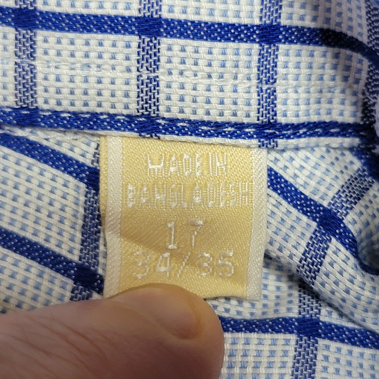 Michael Kors Michael Kors LS Blue Squares Full Button Shirt - 17 34/35 Size US XXL / EU 58 / 5 - 5 Thumbnail