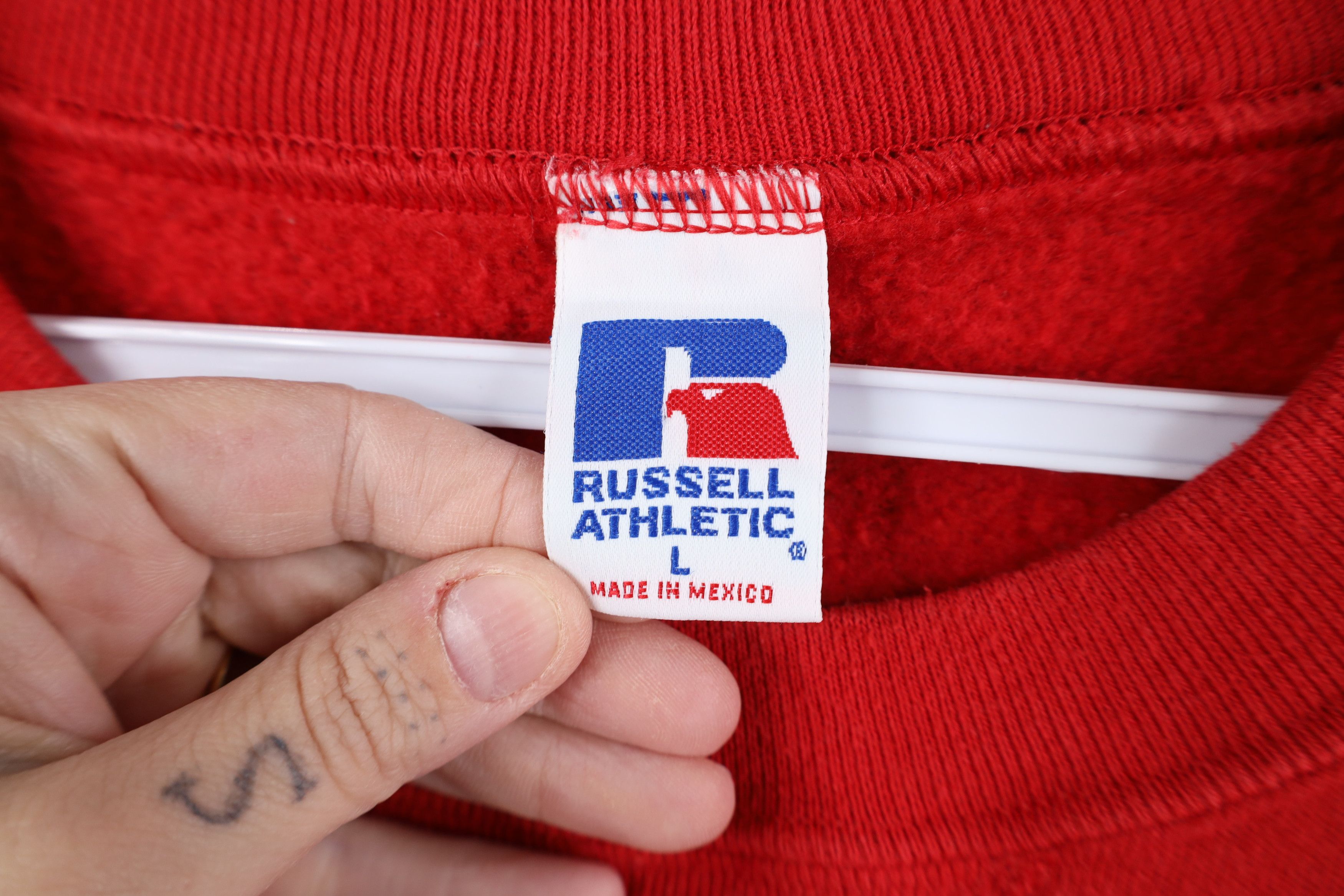 Russell Athletic Vintage 90s Russell Athletic Spell USA Flag Sweatshirt Red Size US L / EU 52-54 / 3 - 8 Thumbnail