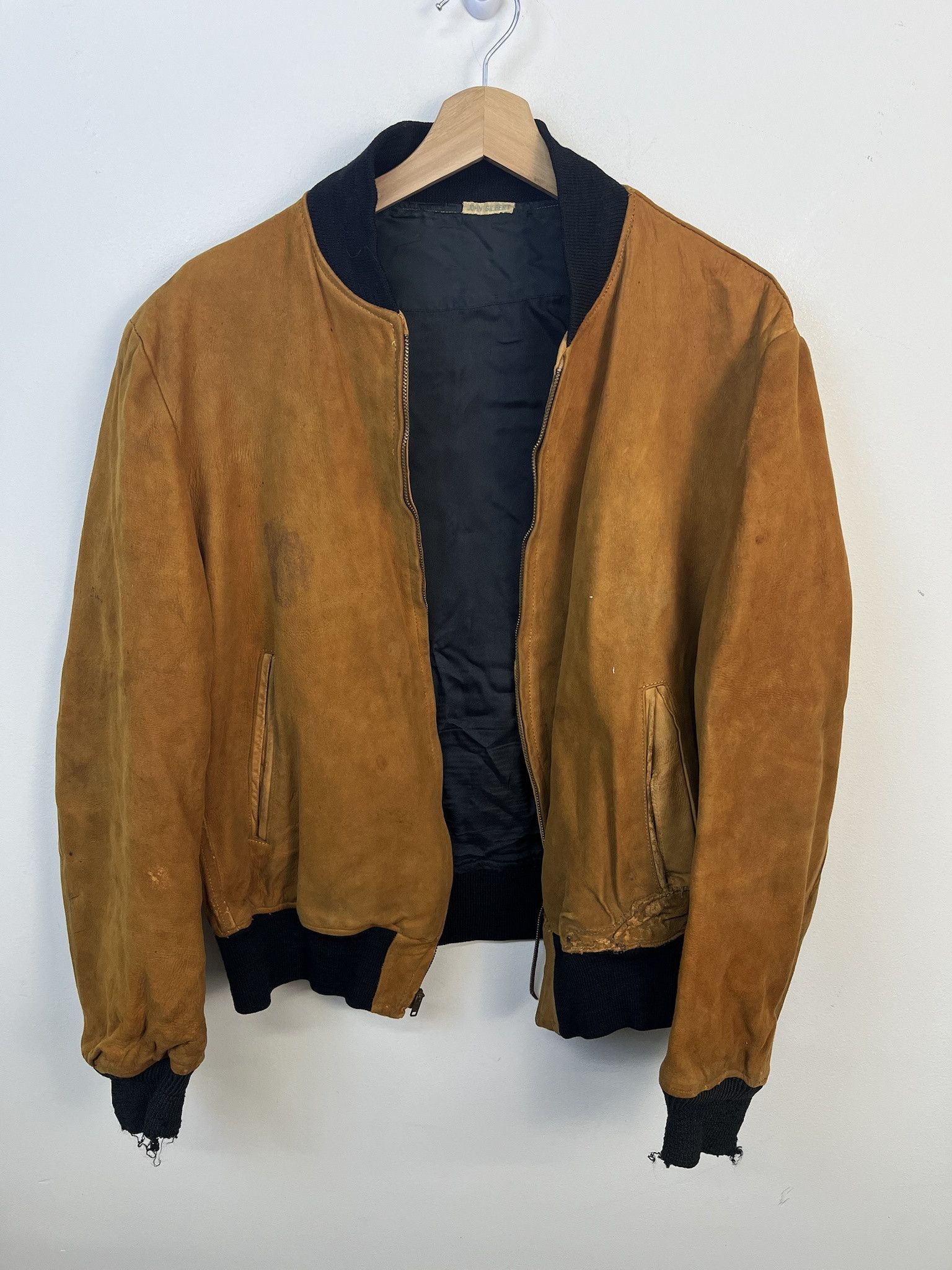 Other Vintage Leather Jacket Distressed Brown Suede Leather Bomber Jacket Size M Size US M / EU 48-50 / 2 - 1 Thumbnail