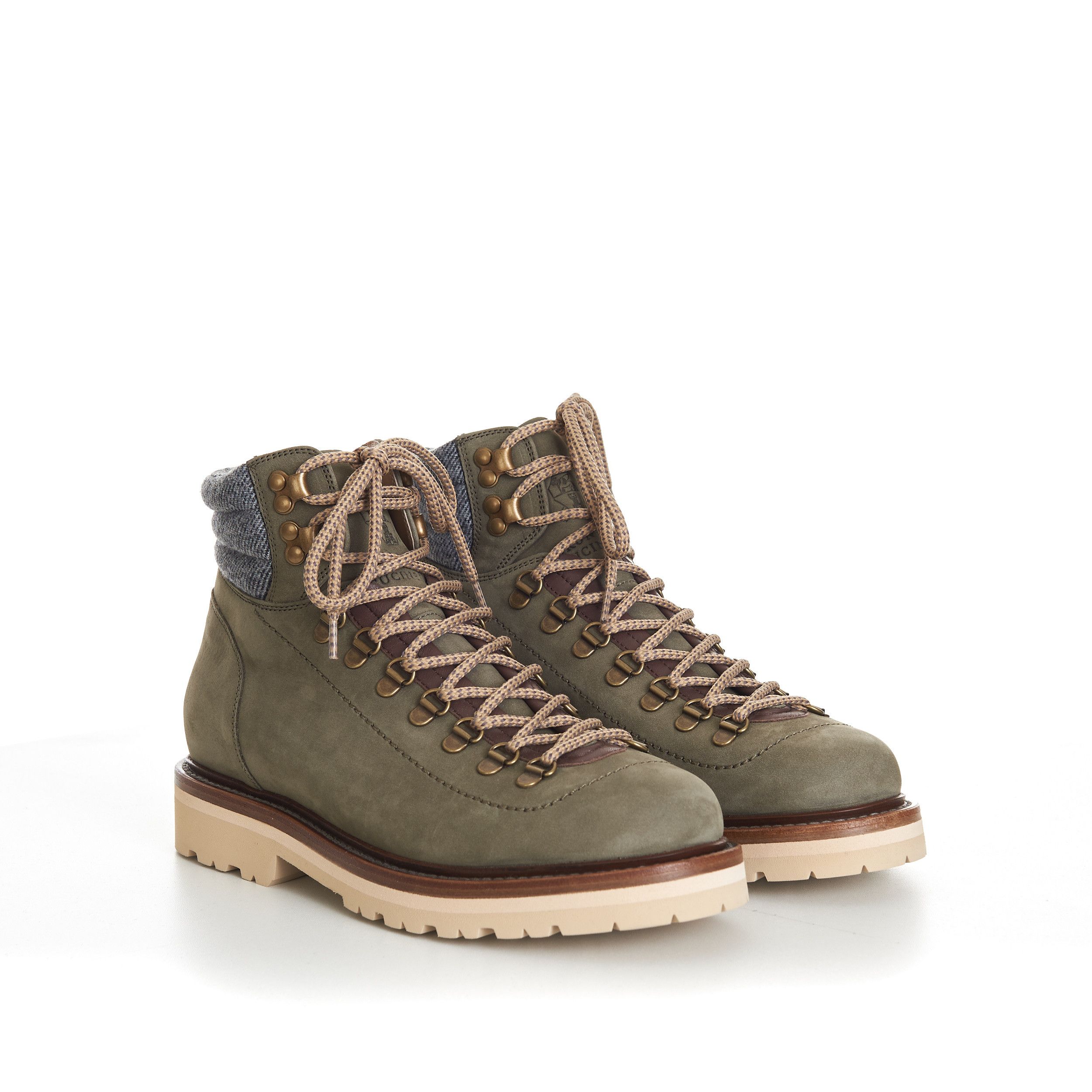Brunello Cucinelli Nubuck Mountain-Style Boots With Wool Diagonal Insert Size US 7.5 / EU 40-41 - 1 Thumbnail