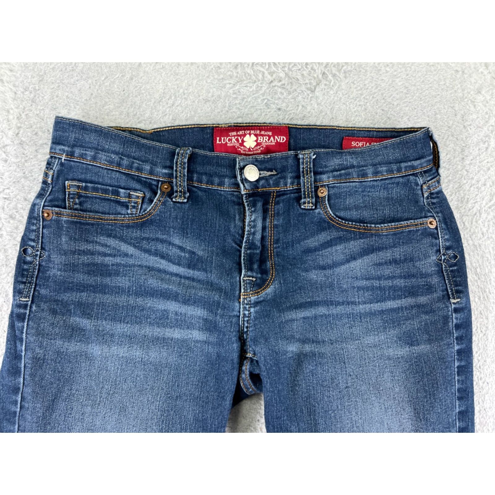 Lucky Brand Lucky Brand Jeans Womens 2 Blue Denim Skinny Low Rise 25x27 Cotton Blend 5-Pocket Design Reusable 90s Theme Girls Womens Size 26" / US 2 / IT 38 - 7 Thumbnail
