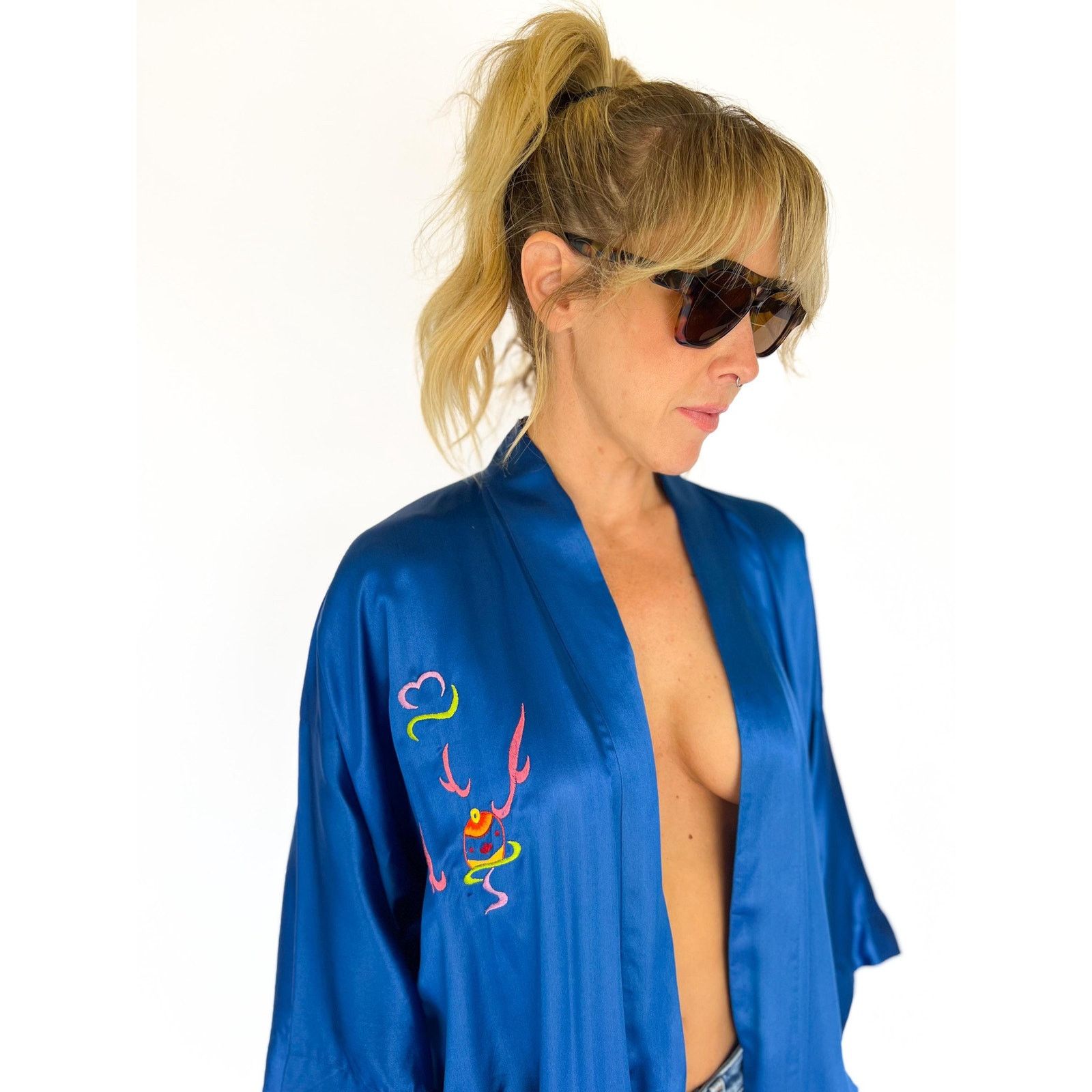 Vintage VTG Dragon Duster Kimono Lounge Maxi Robe Unisex OS Size L / US 10 / IT 46 - 5 Thumbnail